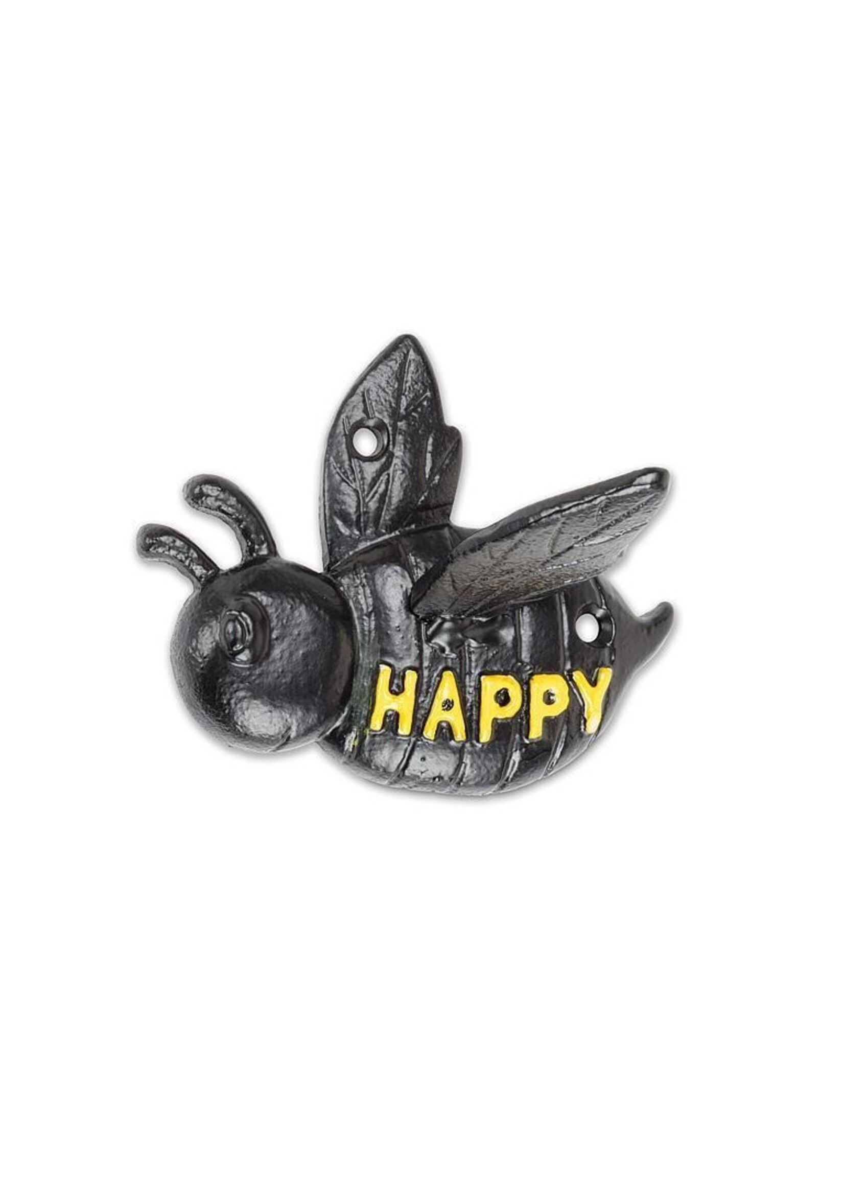 Cast Iron Bee Happy Hook (Black/Yellow)