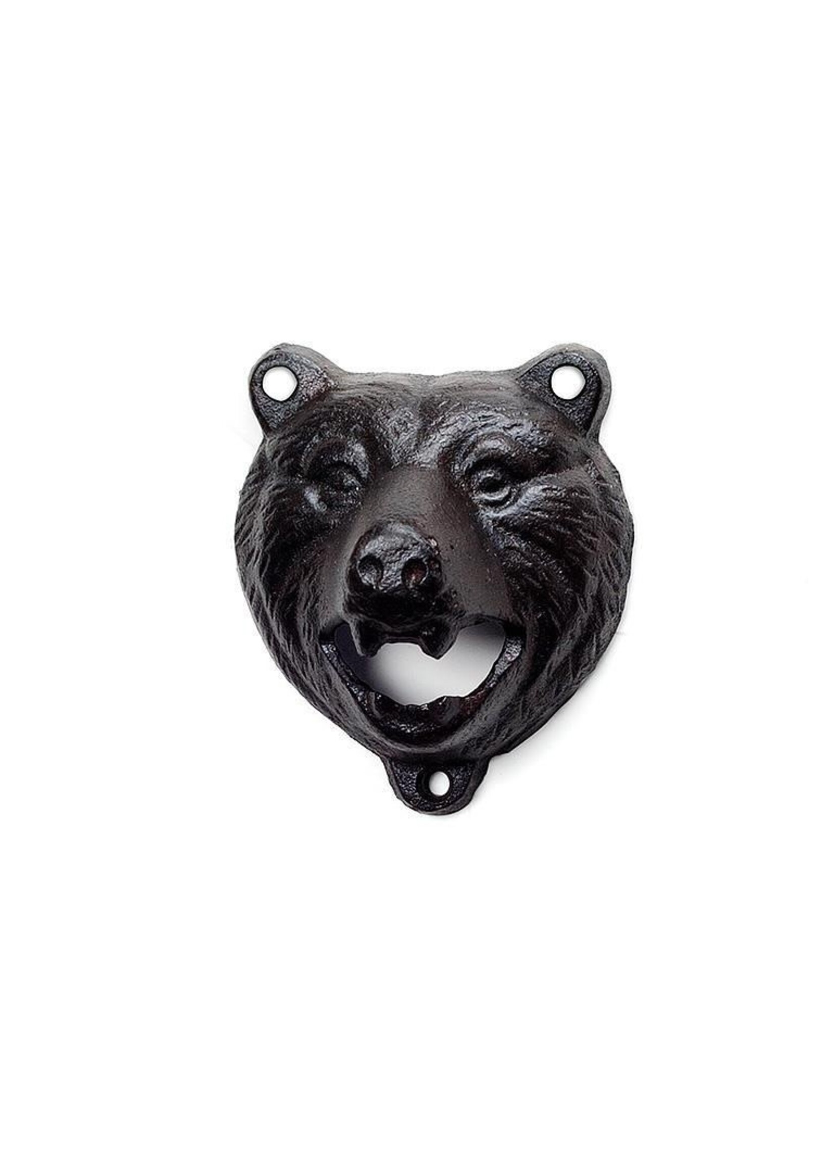 GROWLING BEAR WALL OPENED - BCast Iron Growling Bear Wall Bottle Opener - 3.75"