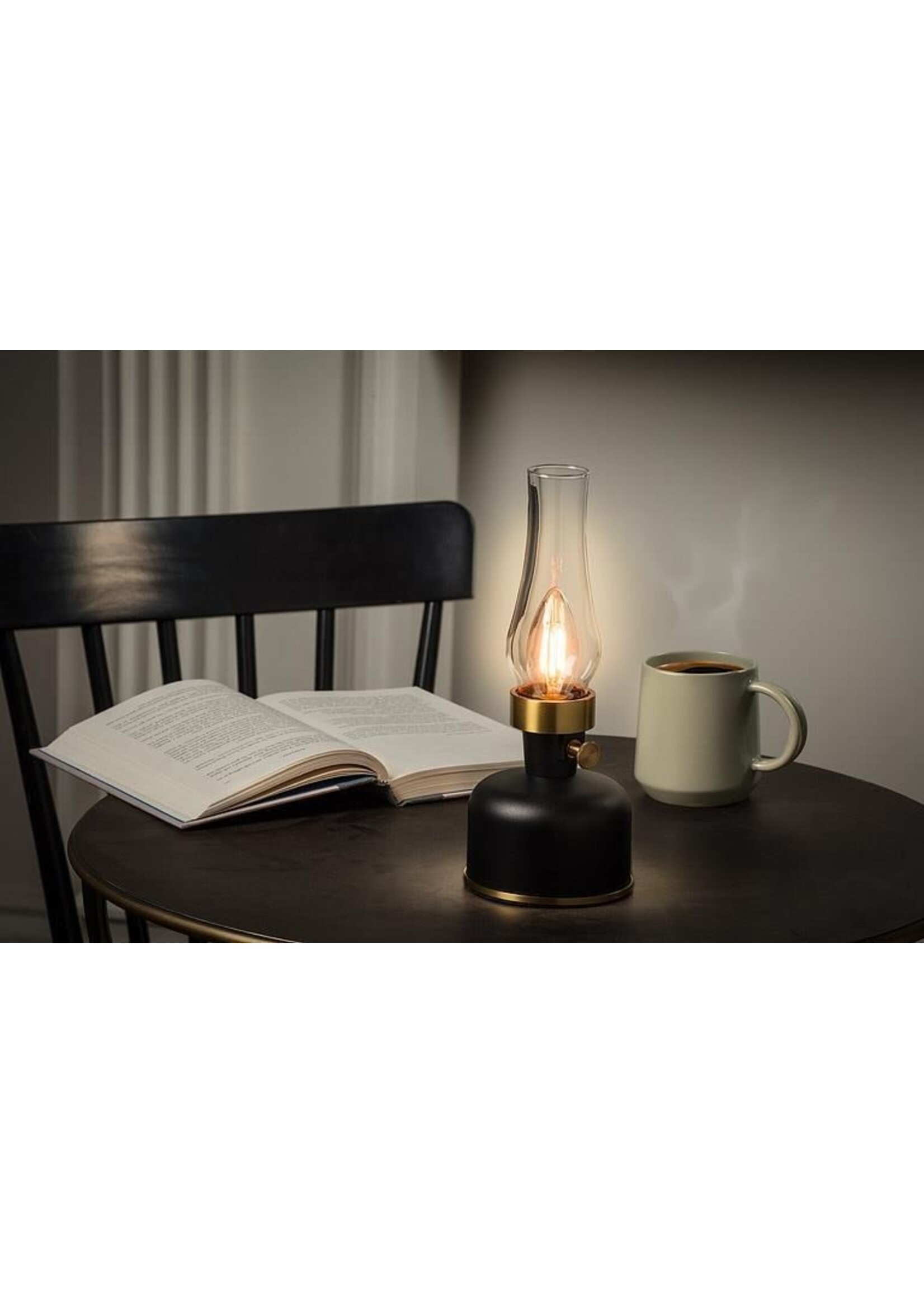 LED Lantern Lamp with Chimney (Black)