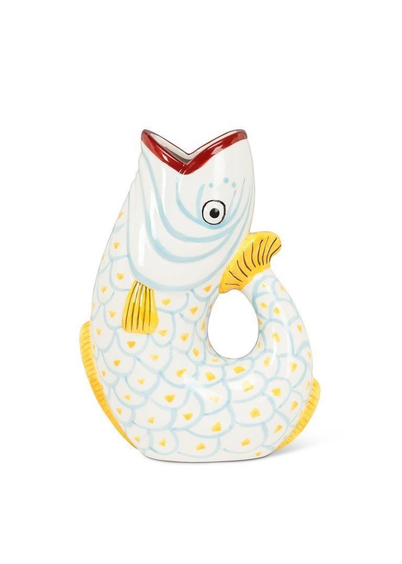 Shapely Fish Jug 10"/48 oz - White/Aqua