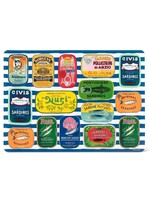Sardine Tins on Stripes Placemat 13' x 18"