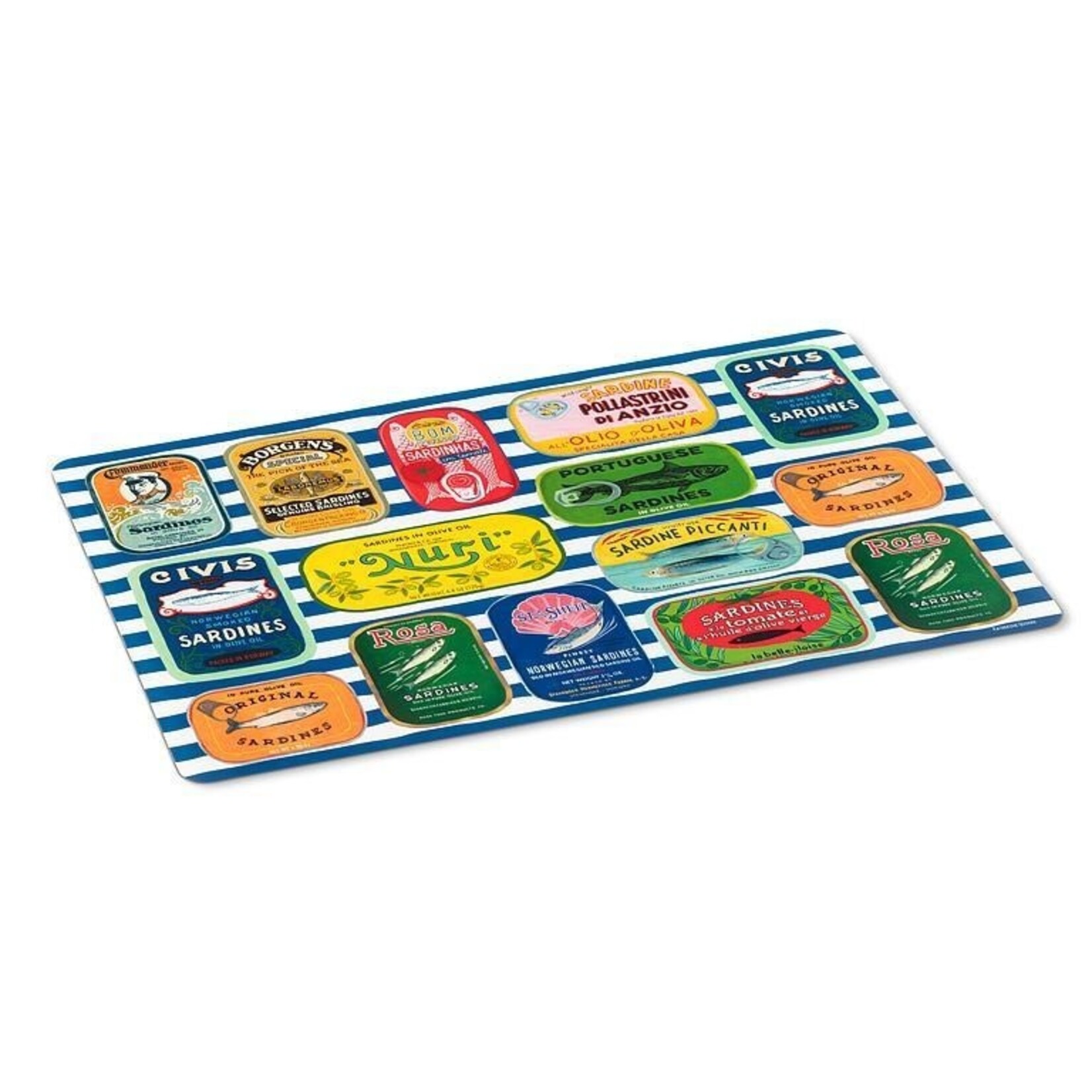 Sardine Tins on Stripes Placemat 13' x 18"