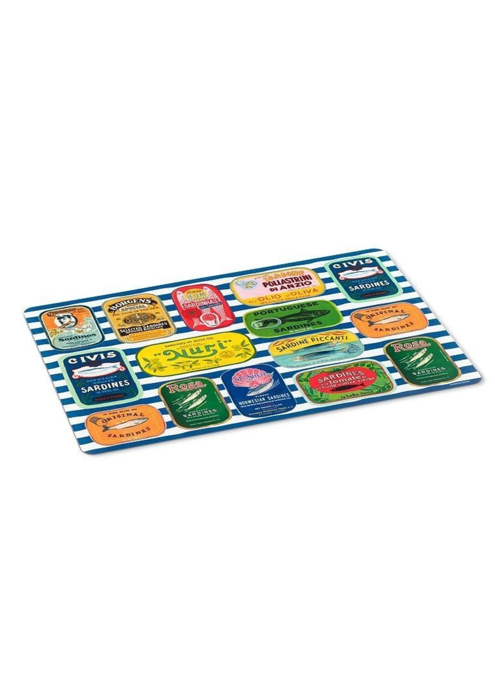 Sardine Tins on Stripes Placemat 13' x 18"