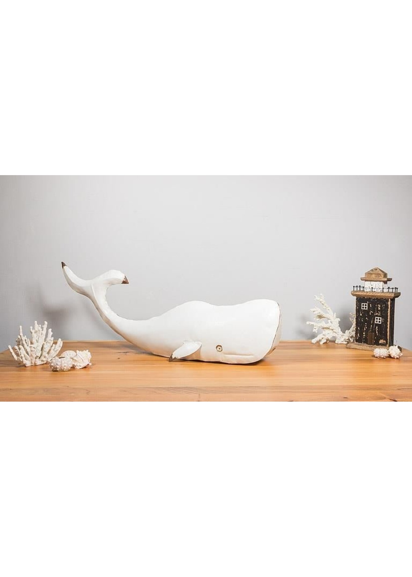Whale Decor Extra Large - Antique White 37"