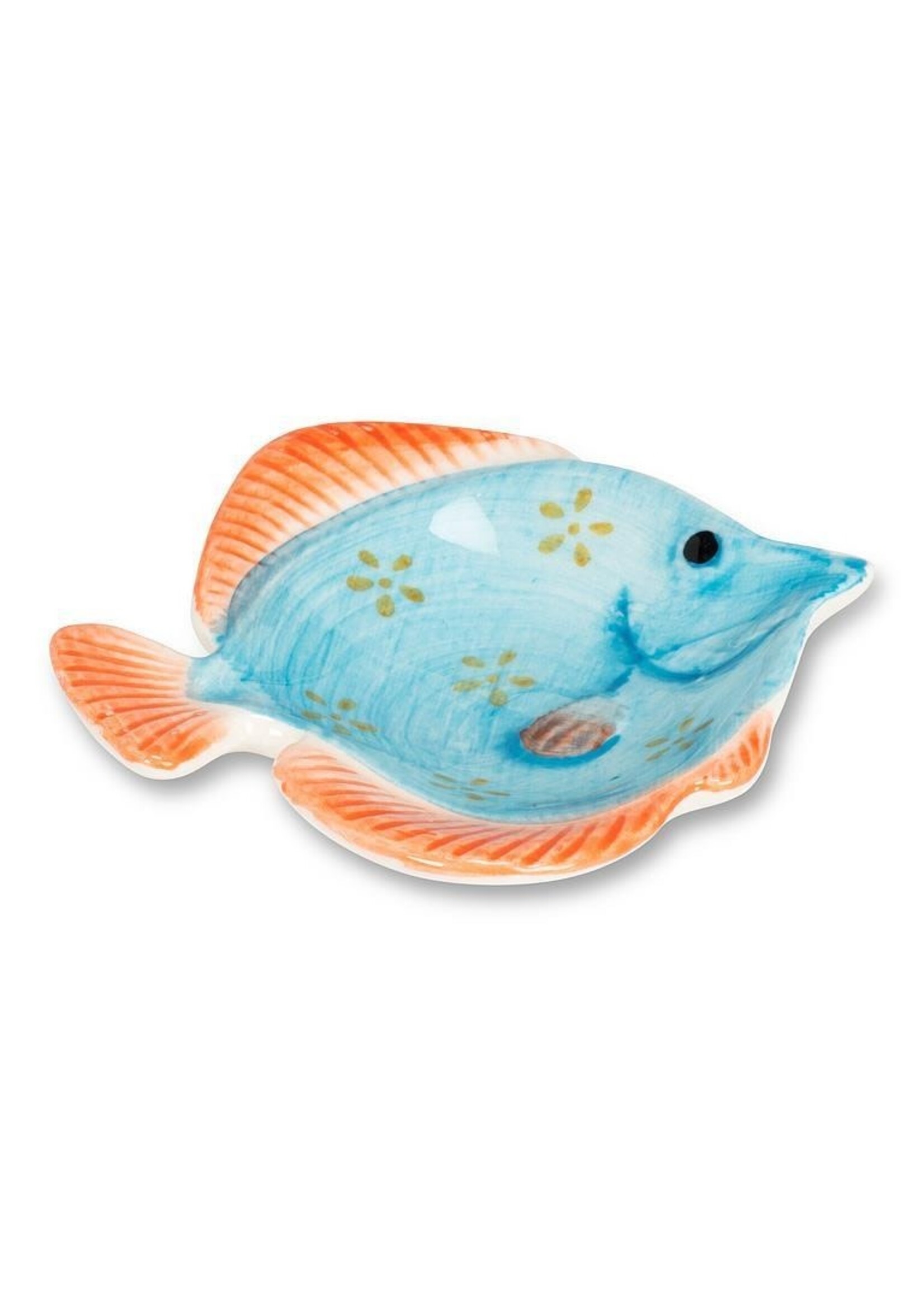 Small Fish Dish - Turquoise/Orange 3"