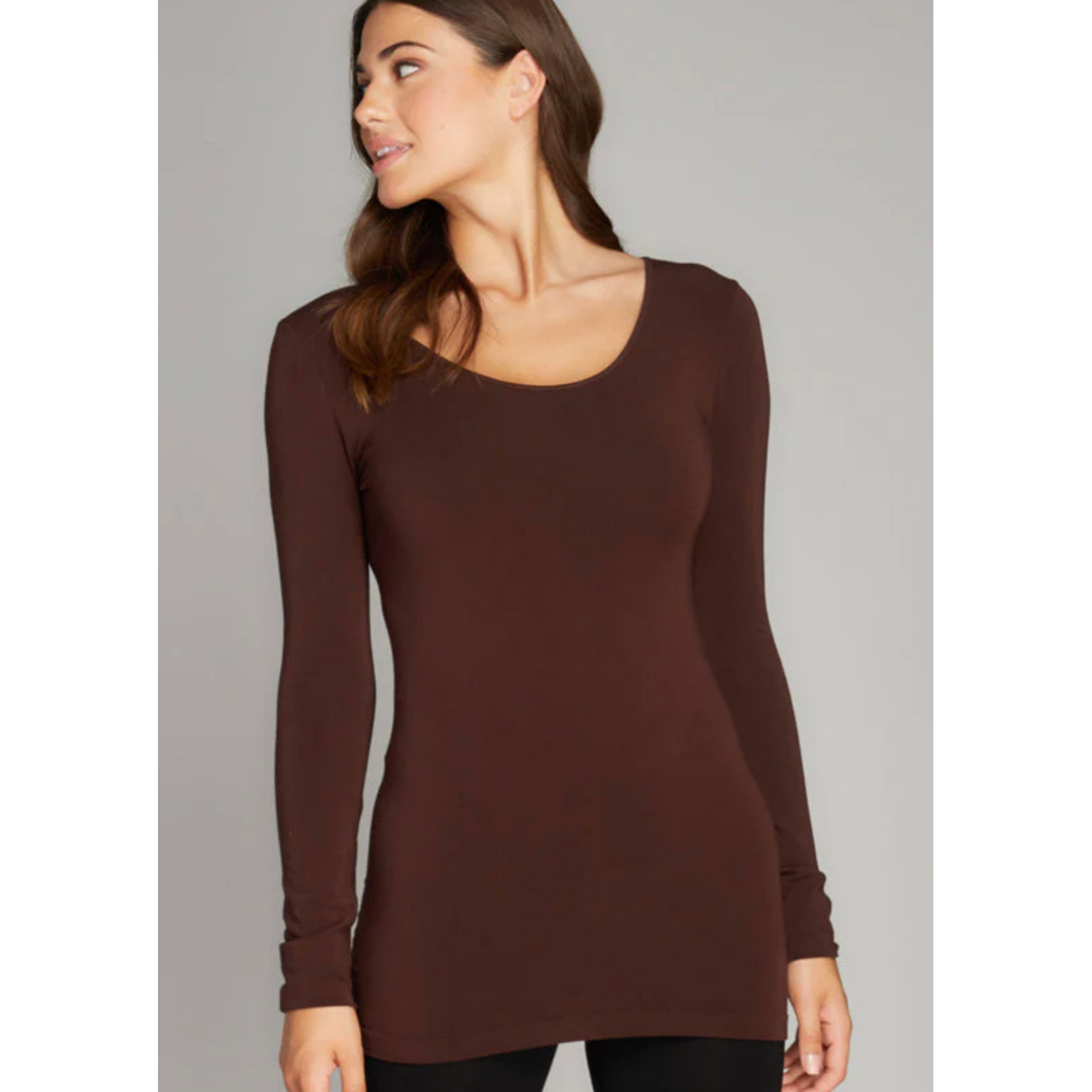 C'est Moi cebt1202-BAMBOO LONG SLEEVE SCOOP-ONE SIZE