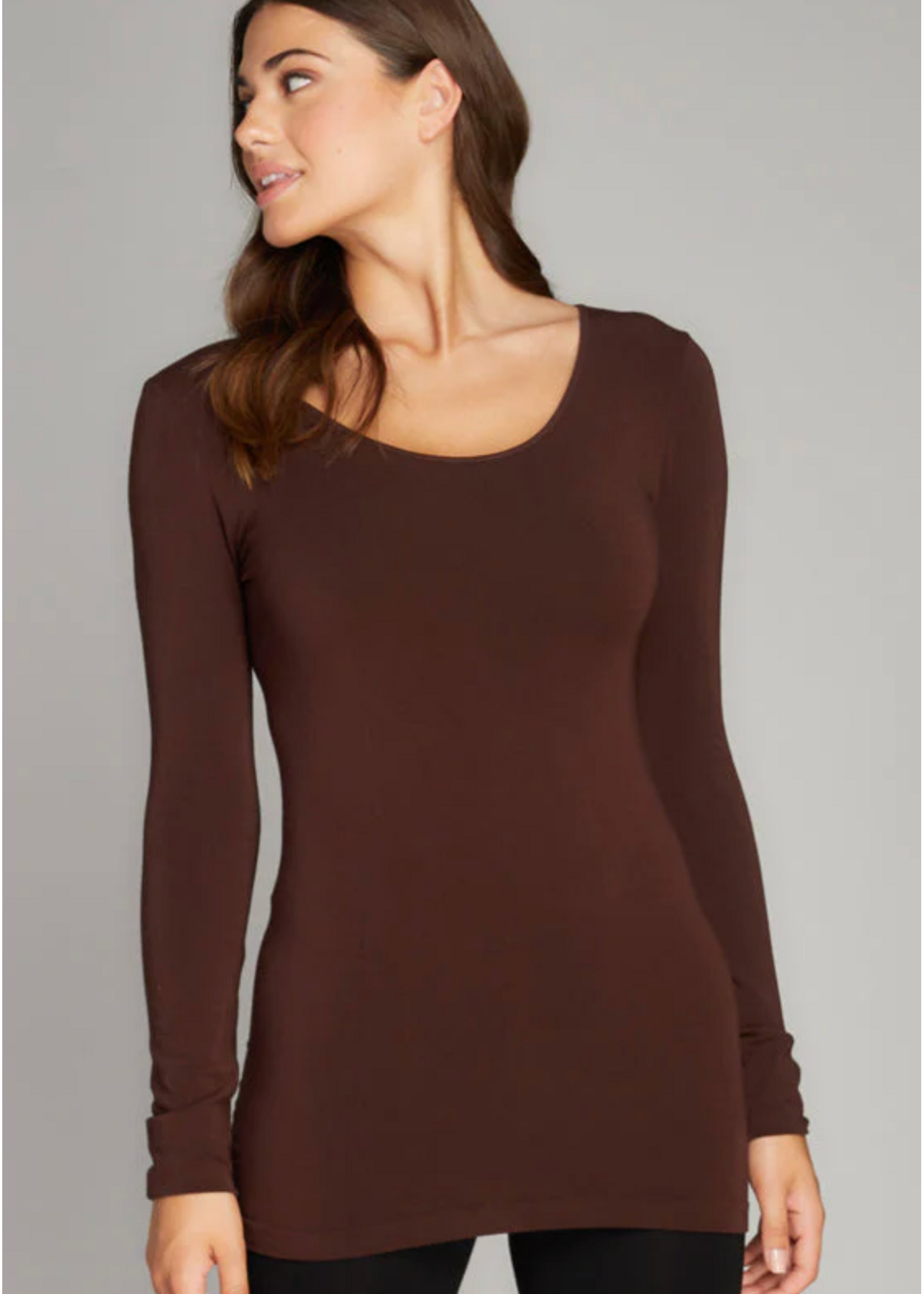 C'est Moi cebt1202-BAMBOO LONG SLEEVE SCOOP-ONE SIZE