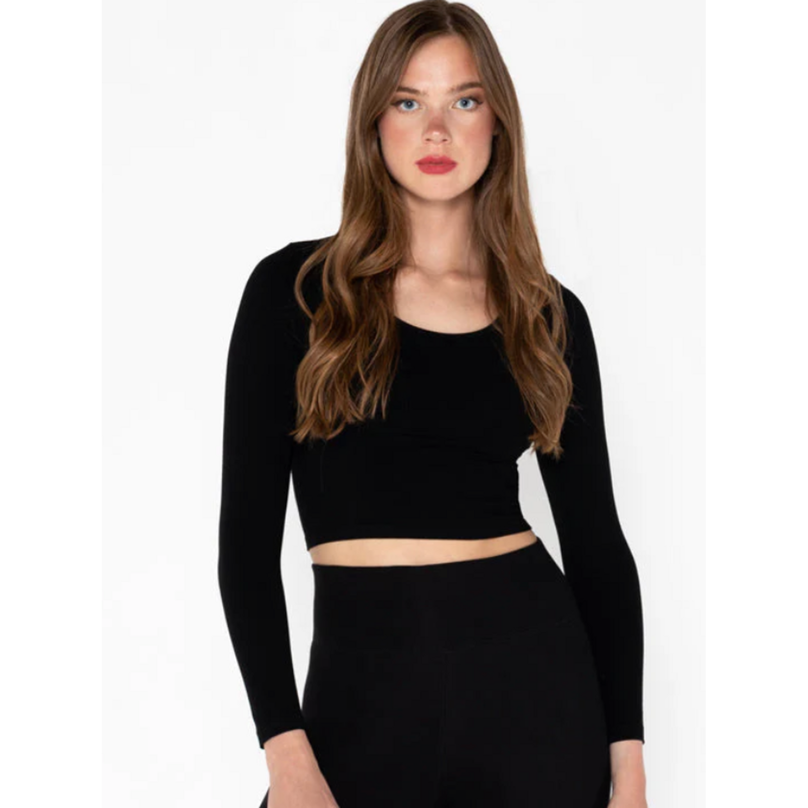 C'est Moi Bamboo Longsleeve Crop Scoop Neck Top - Assorted