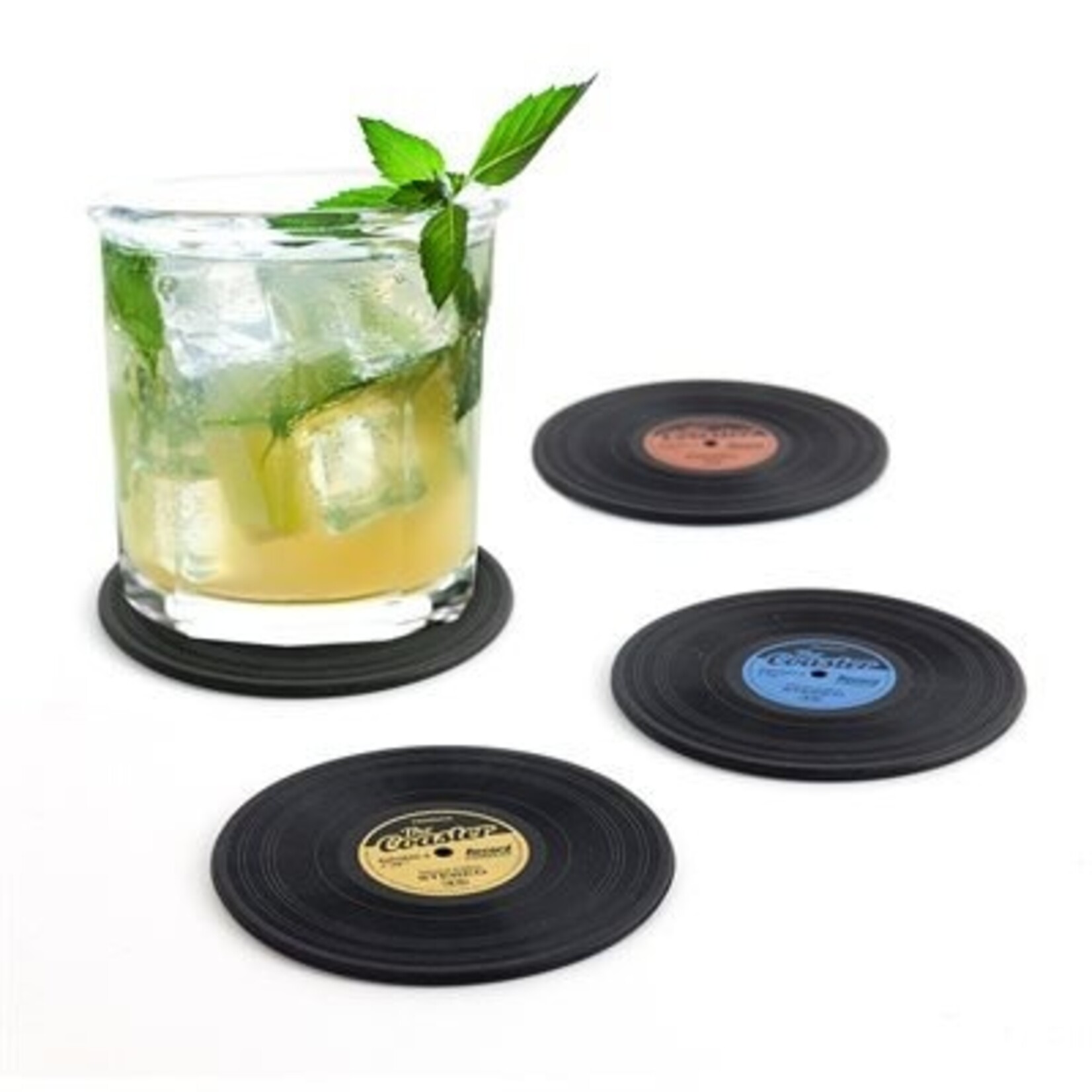 VINYL RECORD SILICONE COASTERS  4-PACK