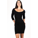 C'est Moi Bamboo 3/4 Sleeve Dress - One Size - Black
