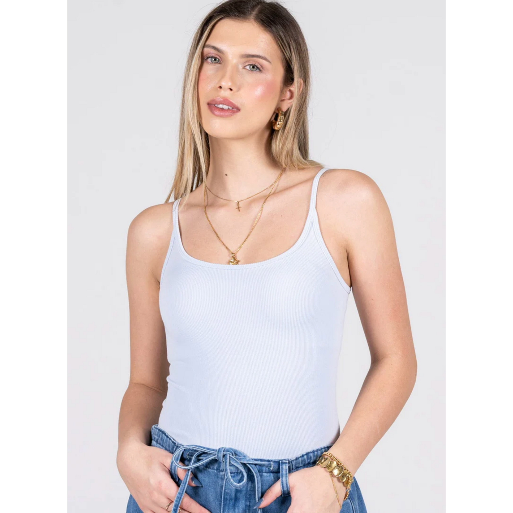 C'est Moi CEBT1118 - Bamboo Low Cut Ribbed Cami - One Size