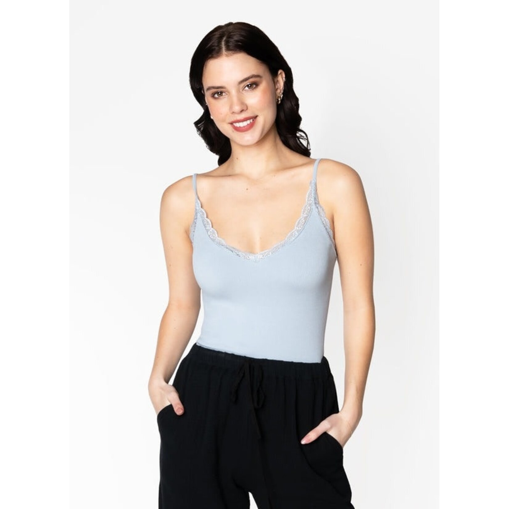 C'est Moi CEBT1004 - Bamboo Tank with Lace Trim