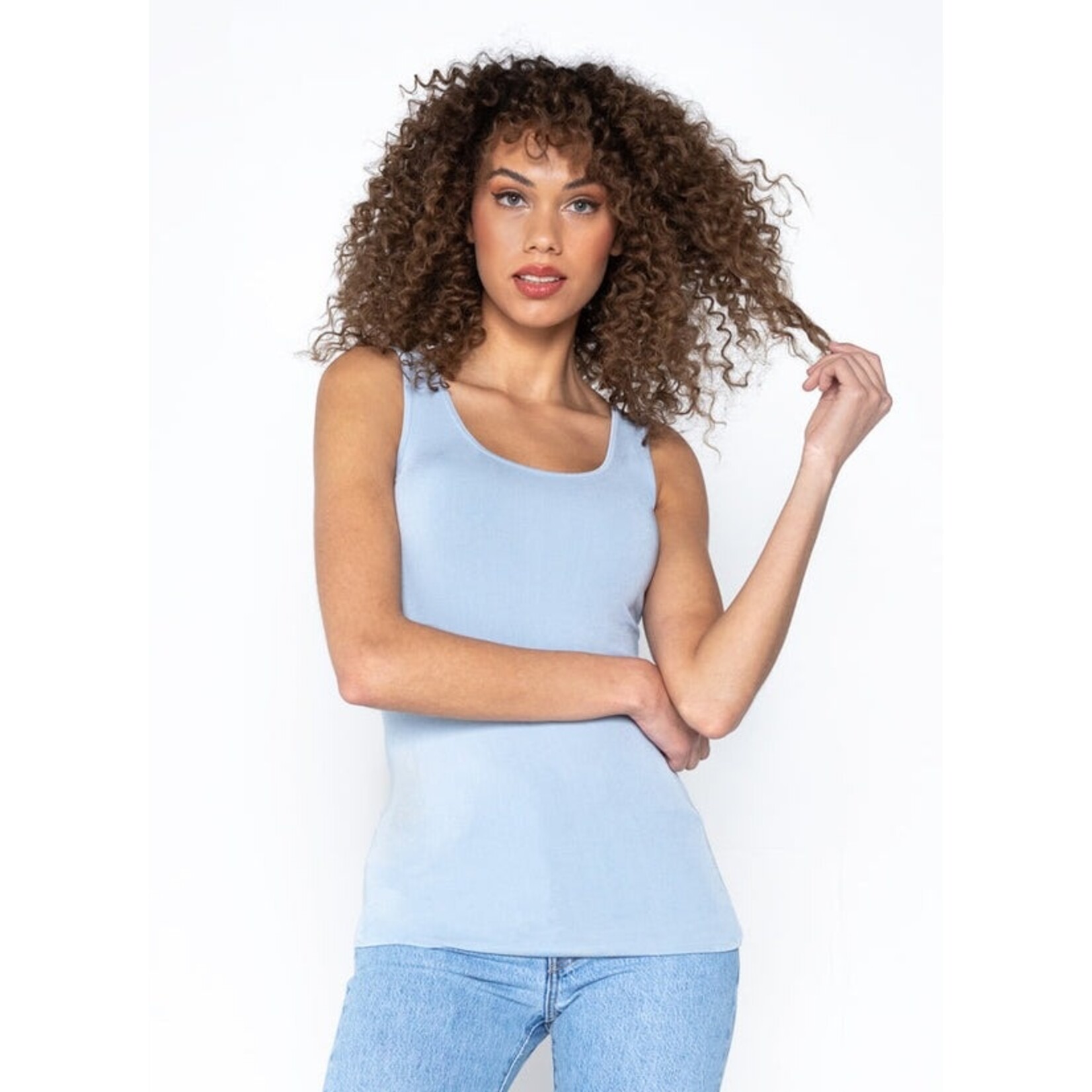 C'est Moi Bamboo Double Scoop Tank Top