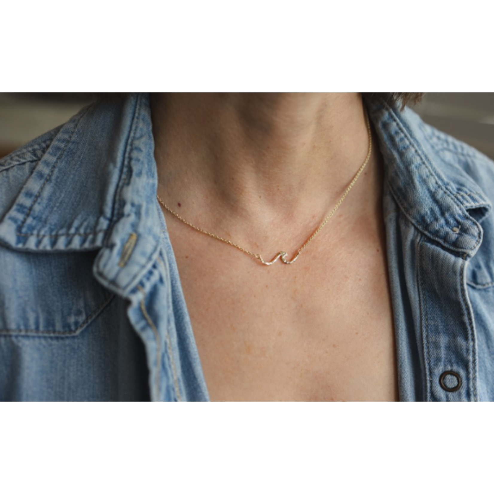 Glee Tiny Wave Necklace - 17"-20" (Sterling Plated)