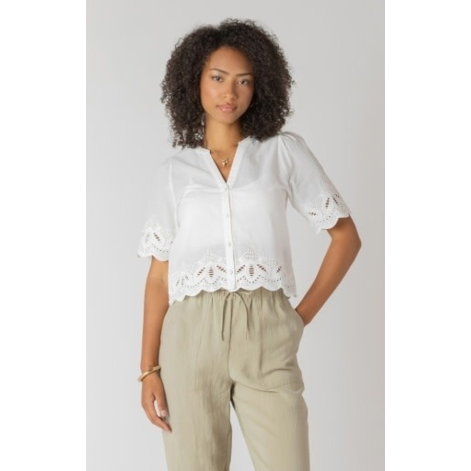 Room 34 2723740 DG - Eyelet Trim Blouse