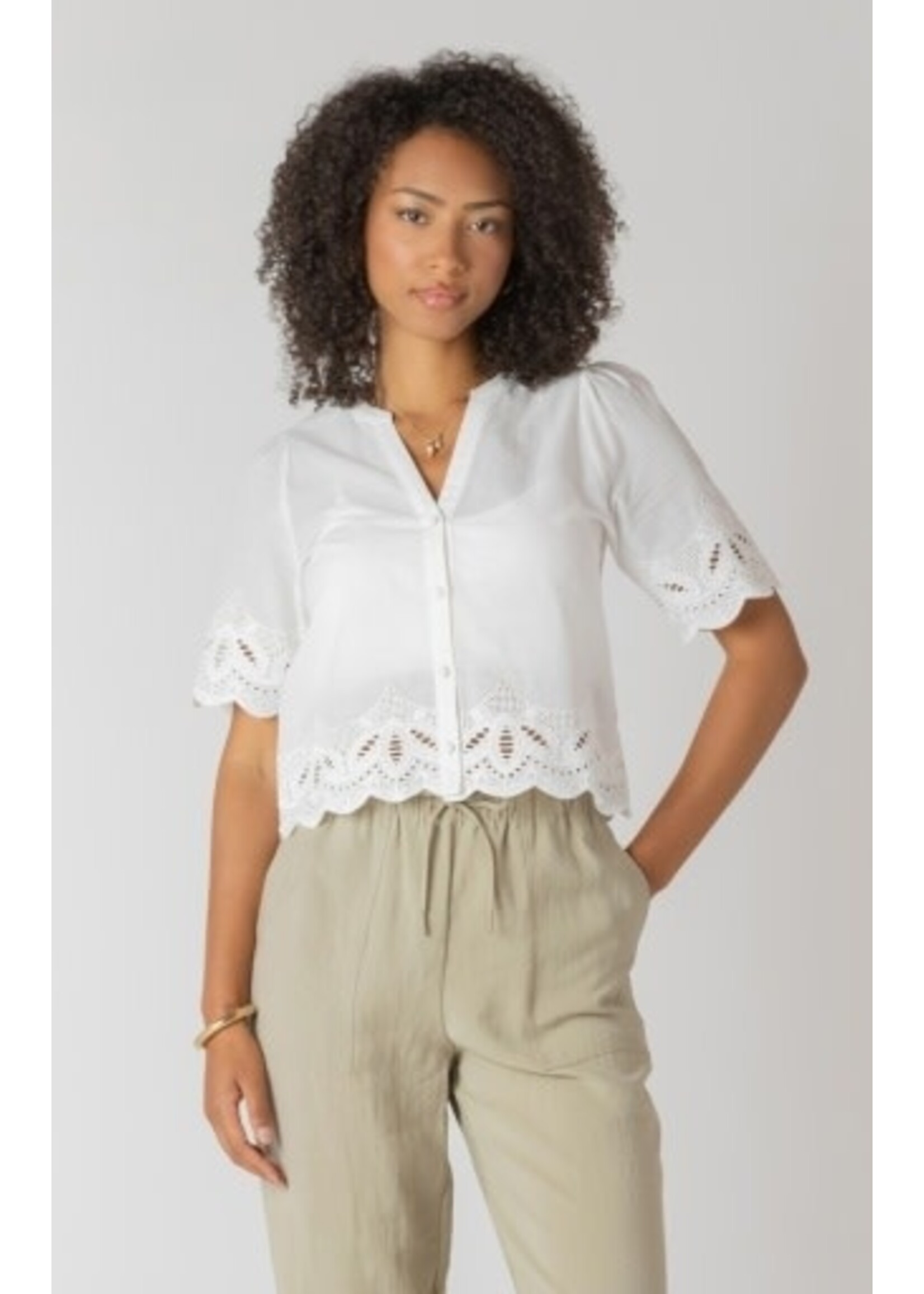 Room 34 2723740 DG - Eyelet Trim Blouse