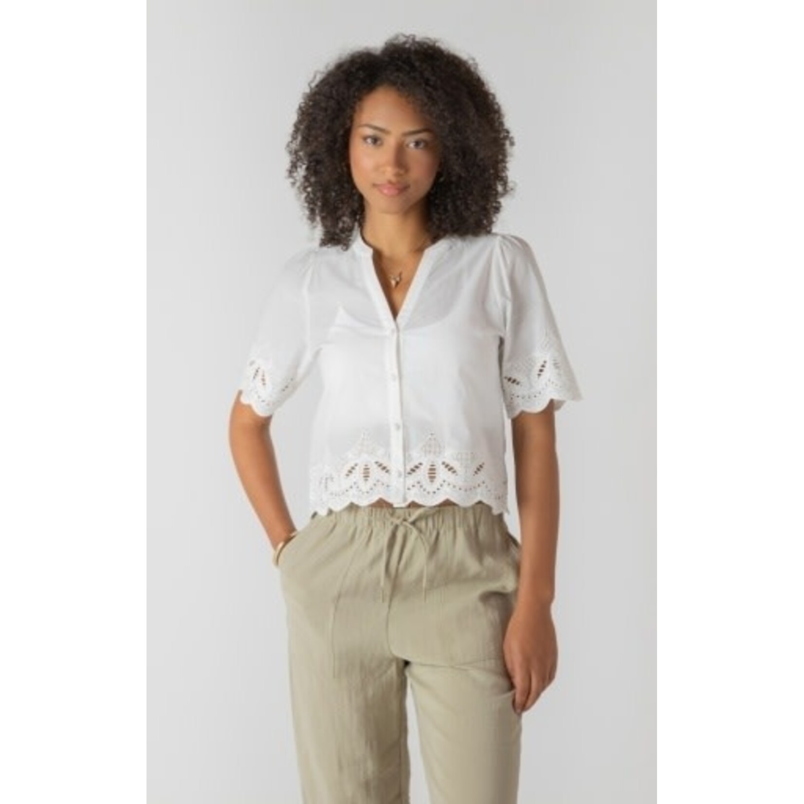 Room 34 2723740 DG - Eyelet Trim Blouse