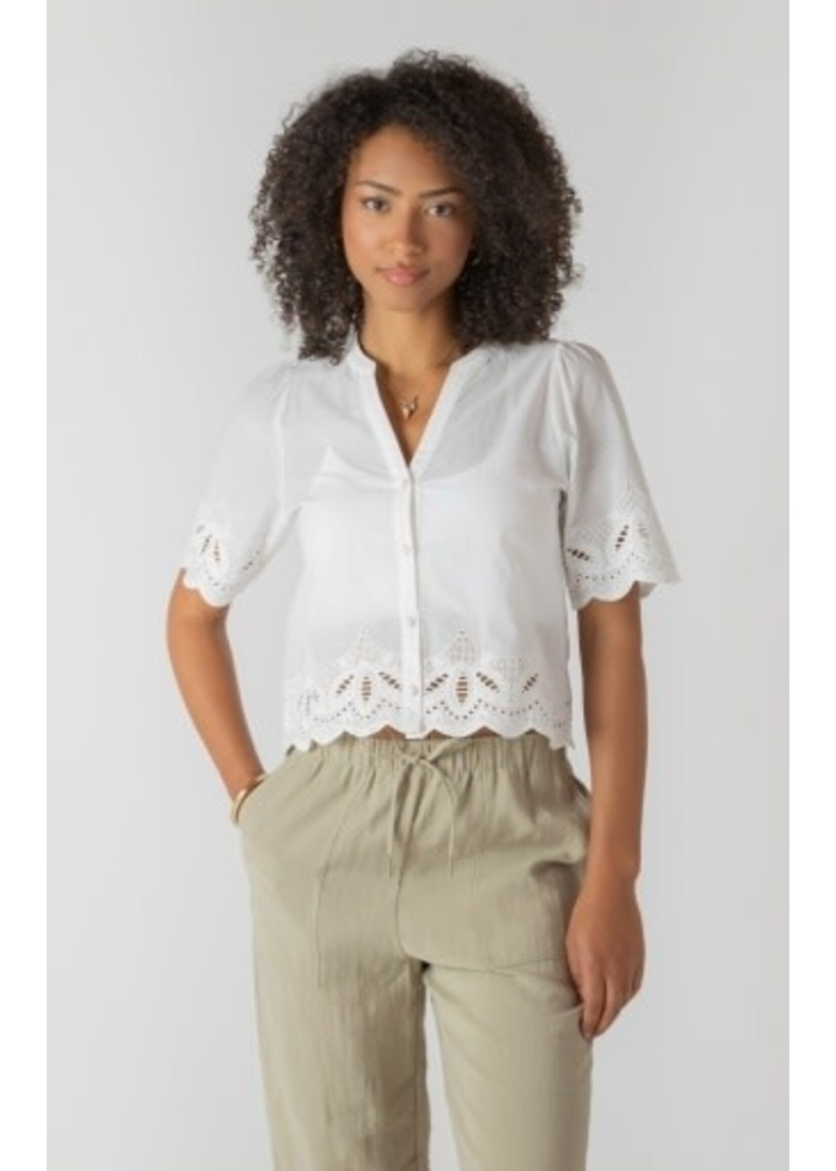 Room 34 2723740 DG - Eyelet Trim Blouse