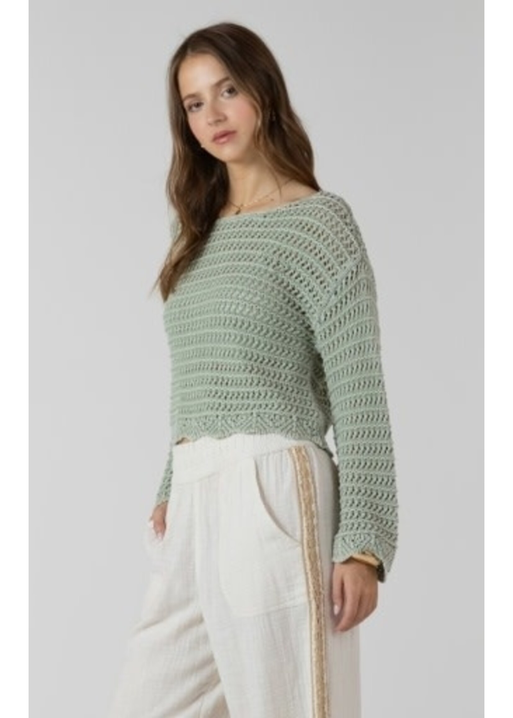 Dex Clothing 2727005 D Scalloped Hem Open Stitch Sweater