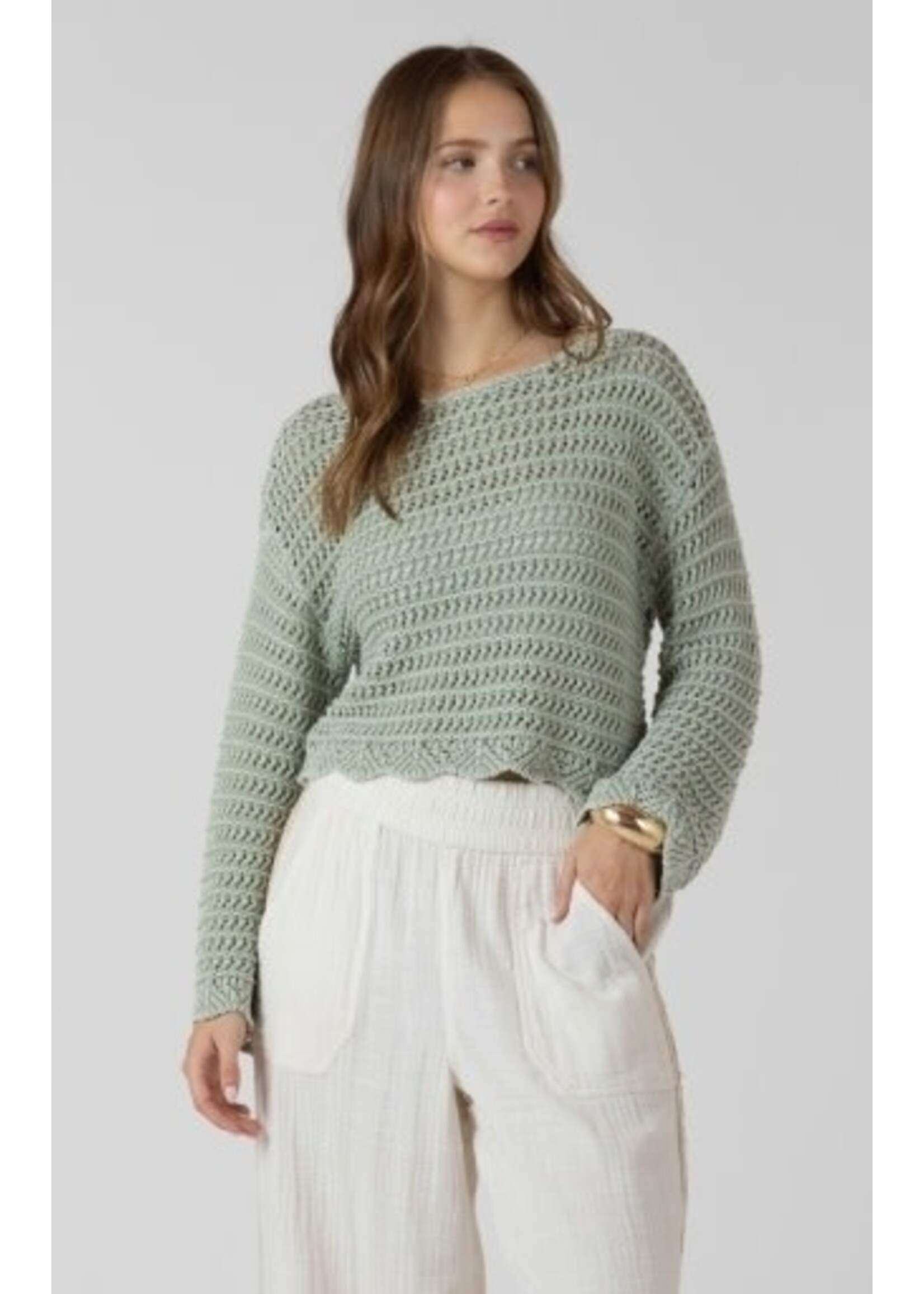 Dex Clothing 2727005 D Scalloped Hem Open Stitch Sweater