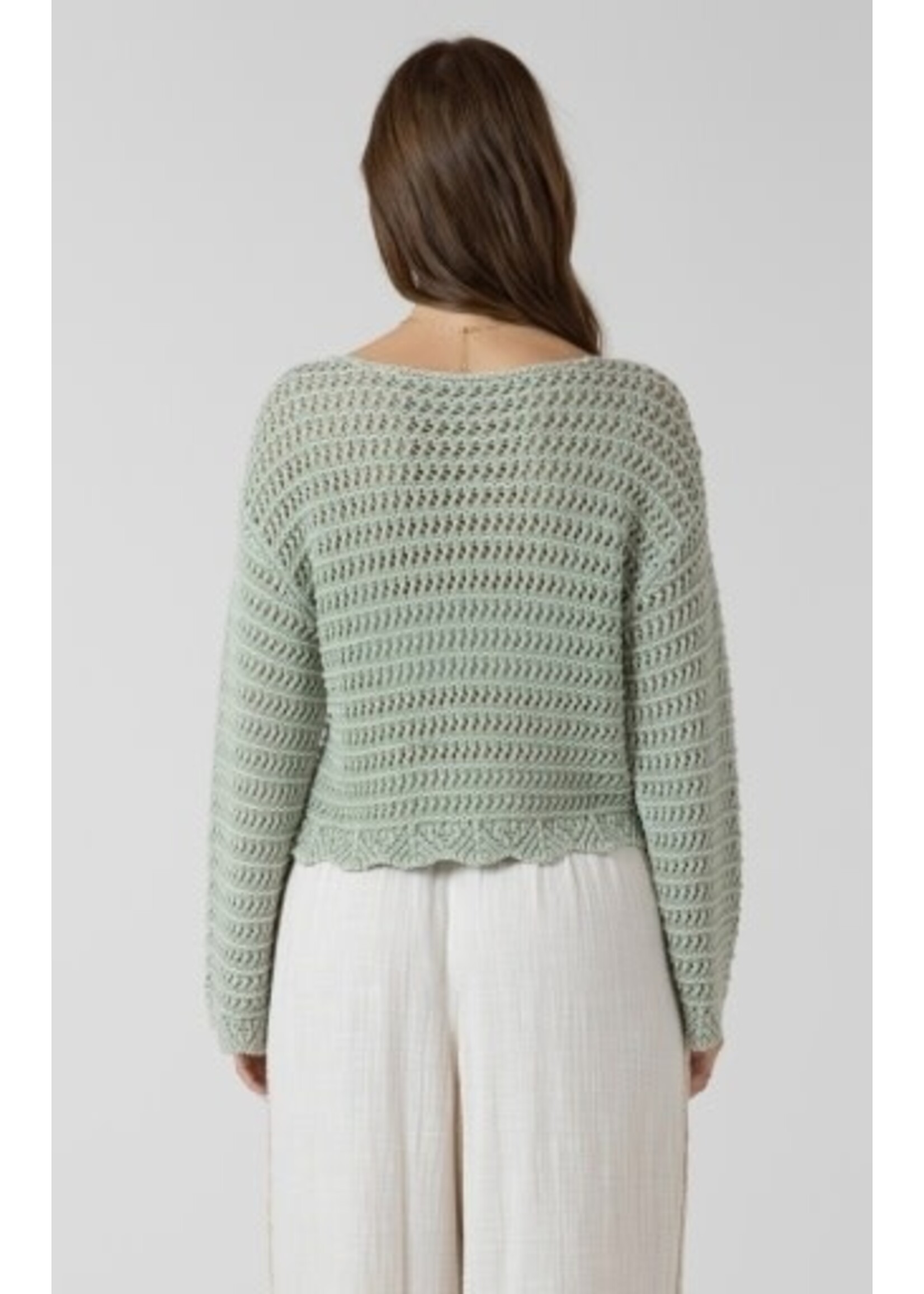 Dex Clothing 2727005 D Scalloped Hem Open Stitch Sweater