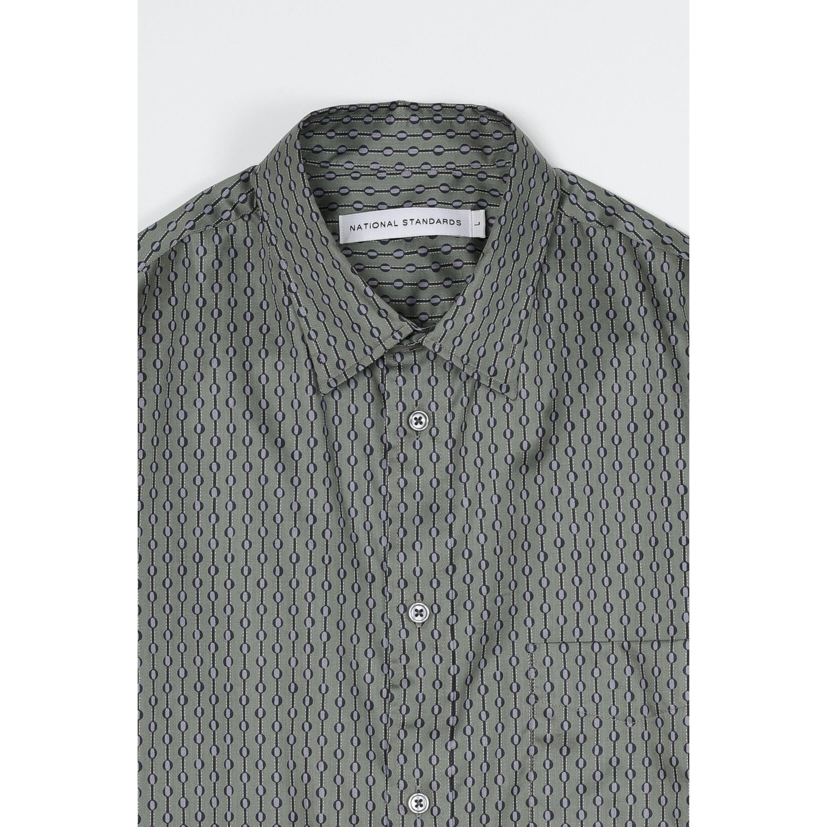 National Standards NS1191  - Japanese Short Sleeve Shirt - Dotted Stripe Print