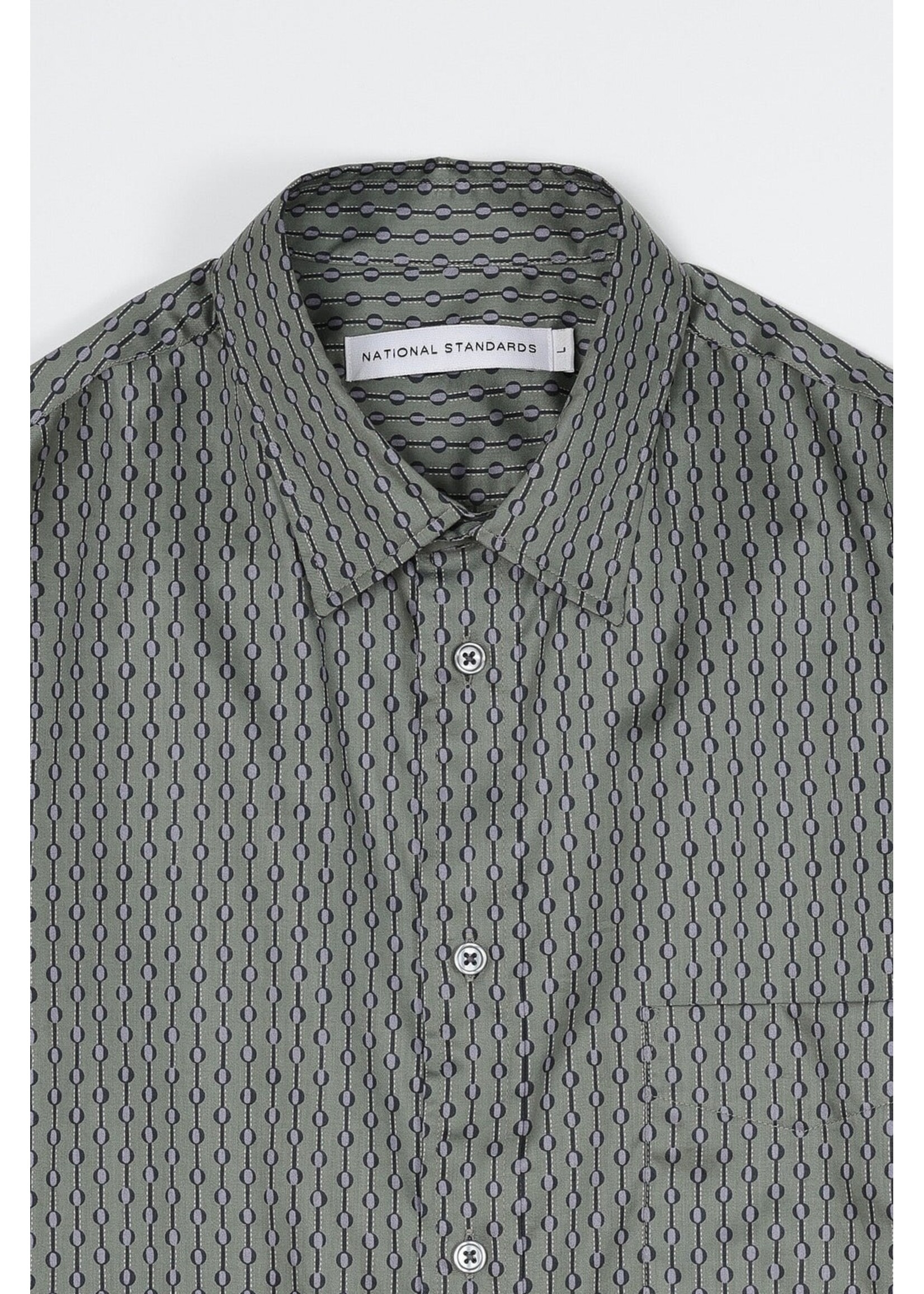National Standards NS1191  - Japanese Short Sleeve Shirt - Dotted Stripe Print