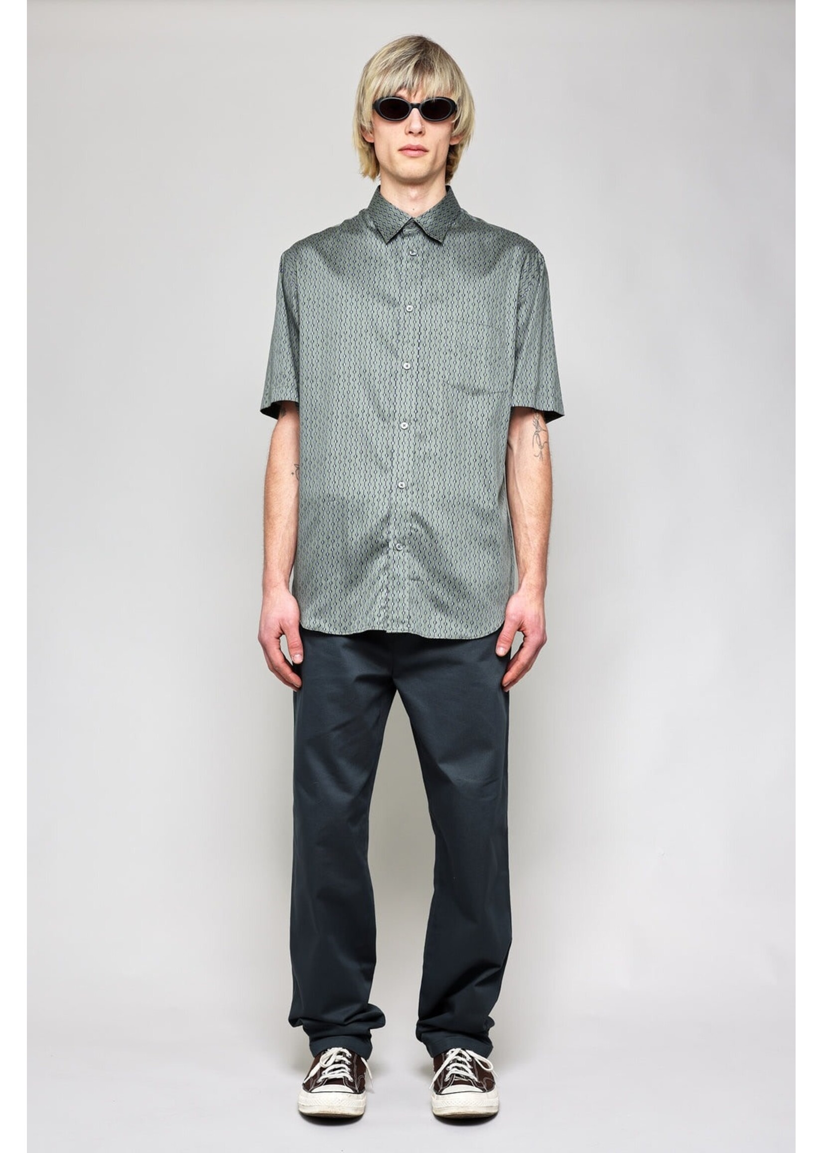 National Standards NS1191  - Japanese Short Sleeve Shirt - Dotted Stripe Print