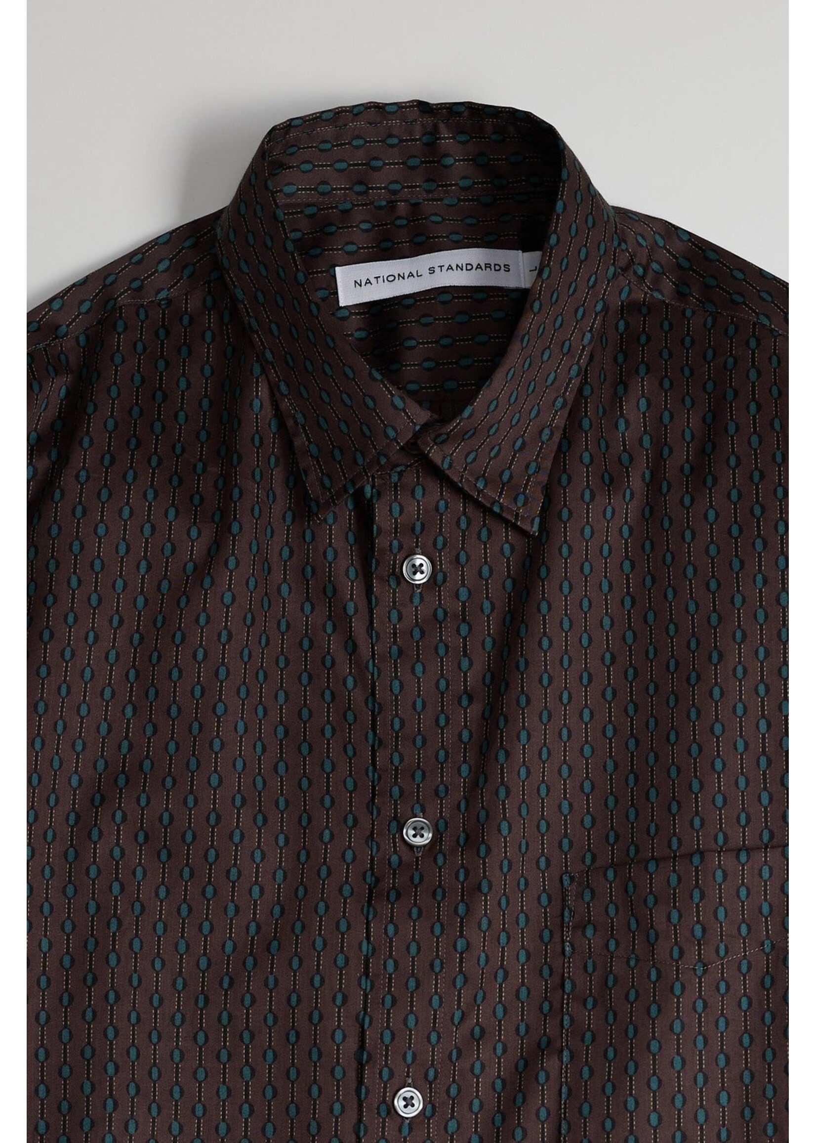 National Standards NS1191  - Japanese Short Sleeve Shirt - Dotted Stripe Print