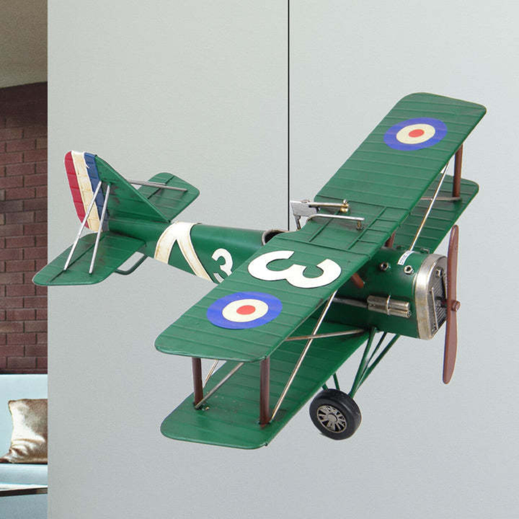 Panam Décor & Gifts Green Metal Bi-Plane