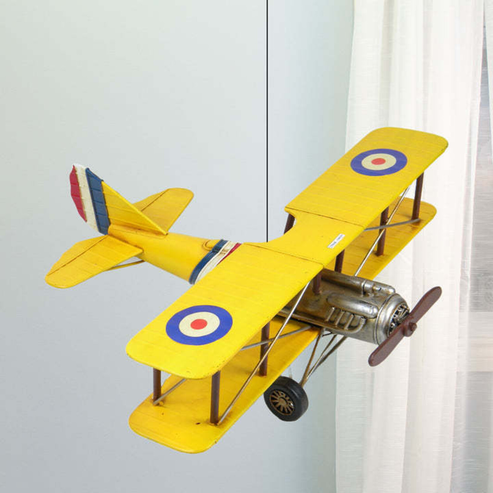 Panam Décor & Gifts Yellow Metal Bi-Plane