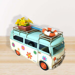 Pale Blue Metal Beach VW Bus