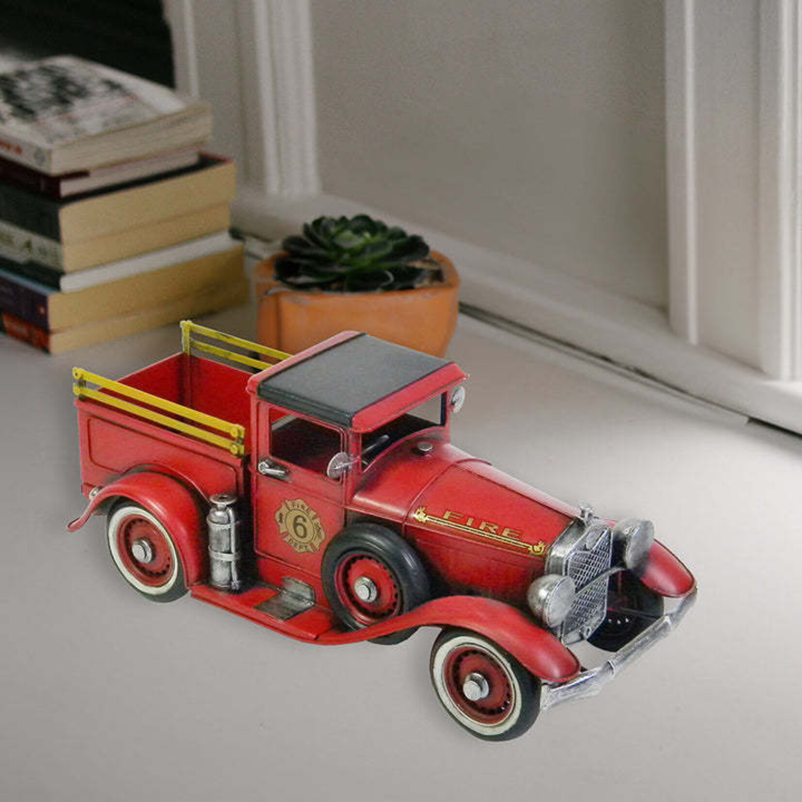 Panam Décor & Gifts No. 6 Metal Firetruck Figurine