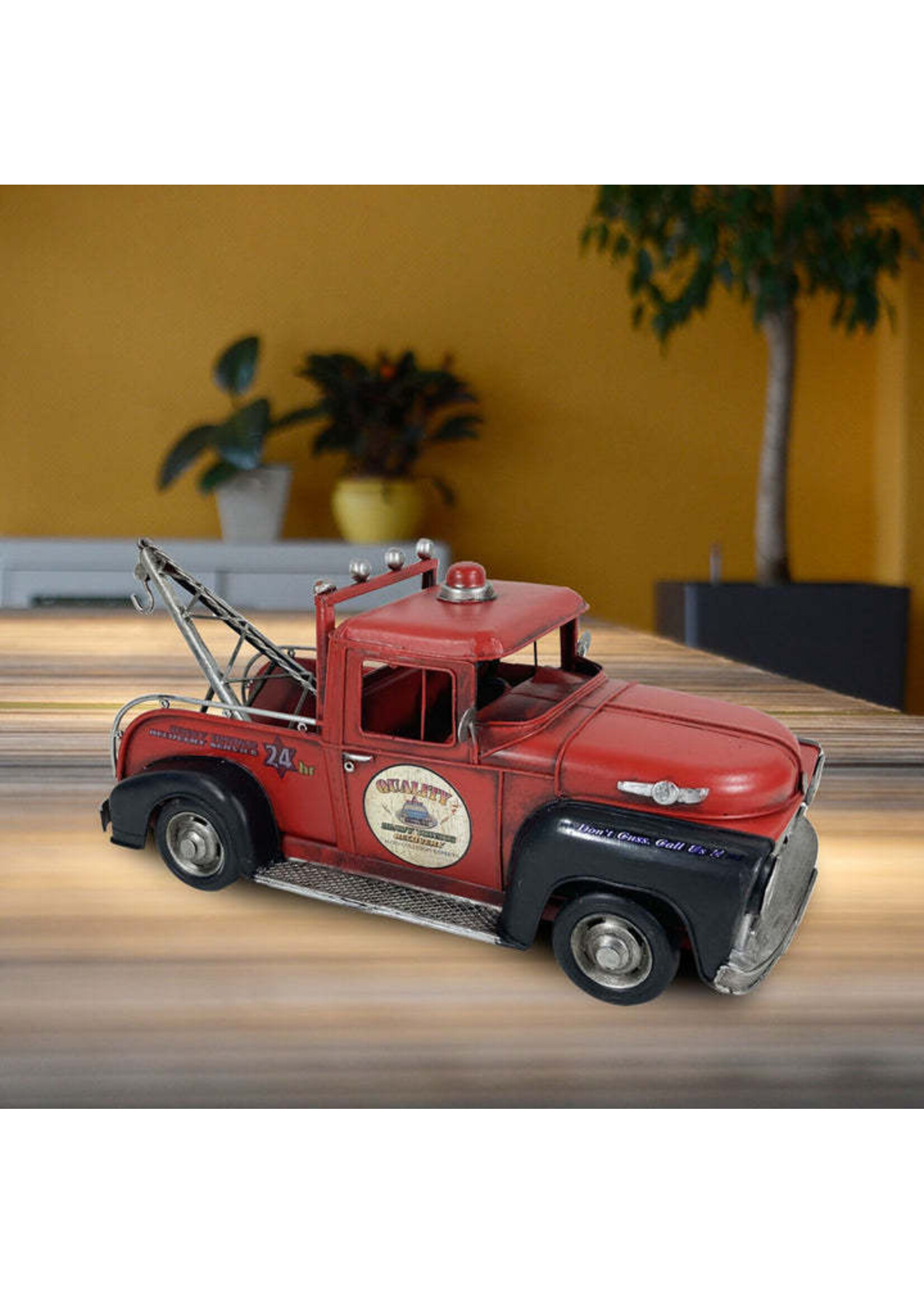 Panam Décor & Gifts Red Metal Quality Tow Truck
