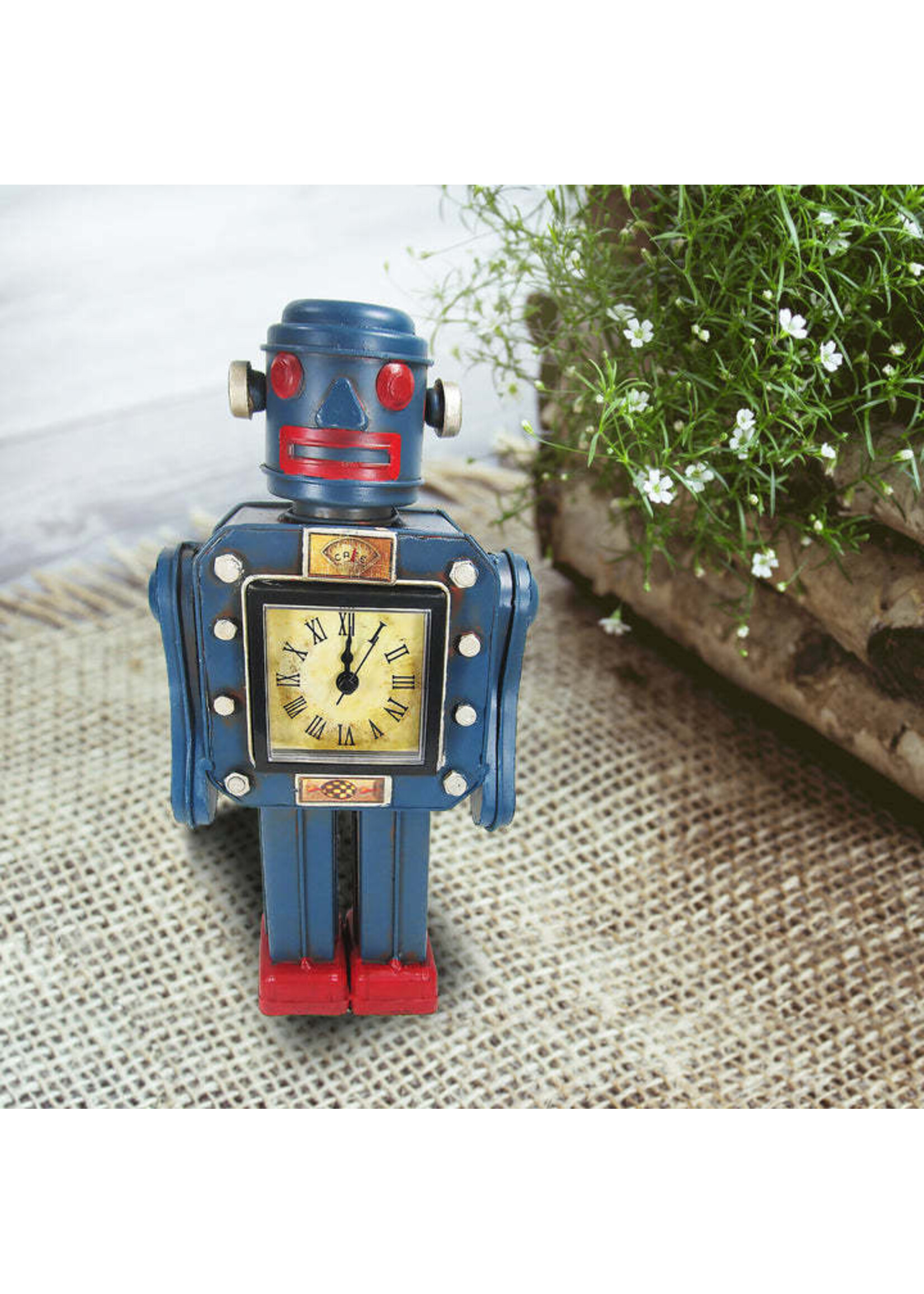 Panam Décor & Gifts Tin Toy Robot Clock