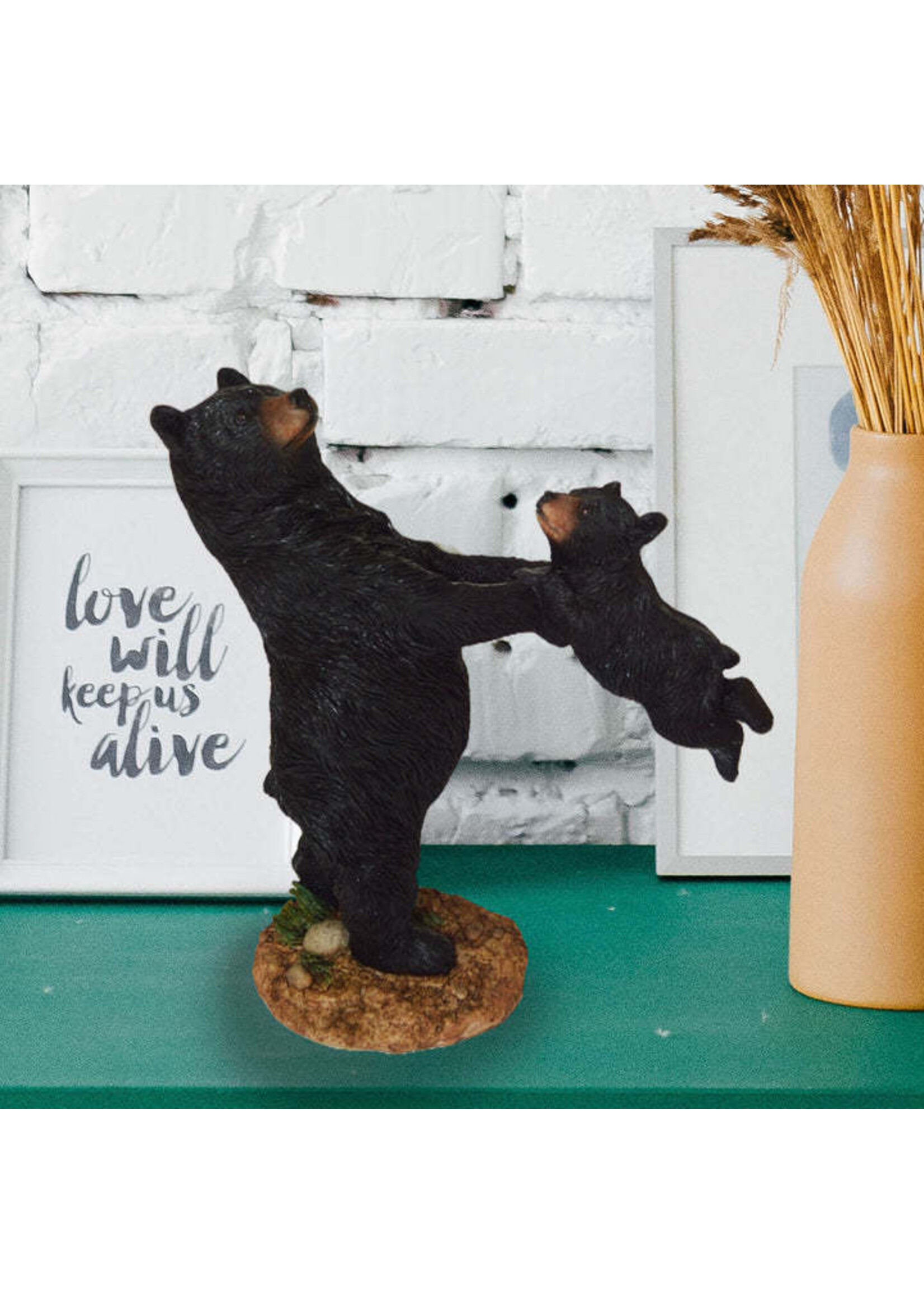 Panam Décor & Gifts Black Bear Mother Swinging Her Cub Figurine