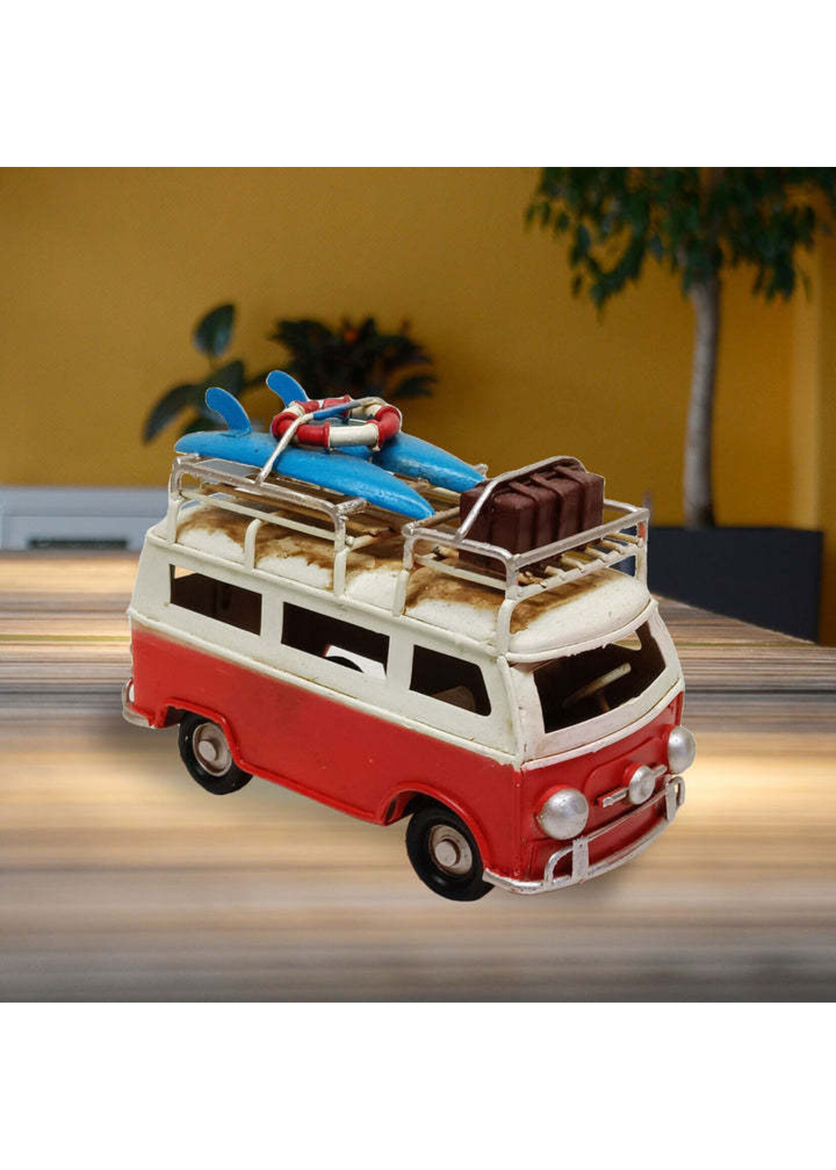 Panam Décor & Gifts Red Metal Beach VW Bus