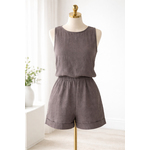 Suzy D London Sylviana Linen Round Neck Flared Sleeveless Top