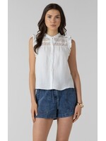 Dex Clothing Lace Insert Button Front Blouse