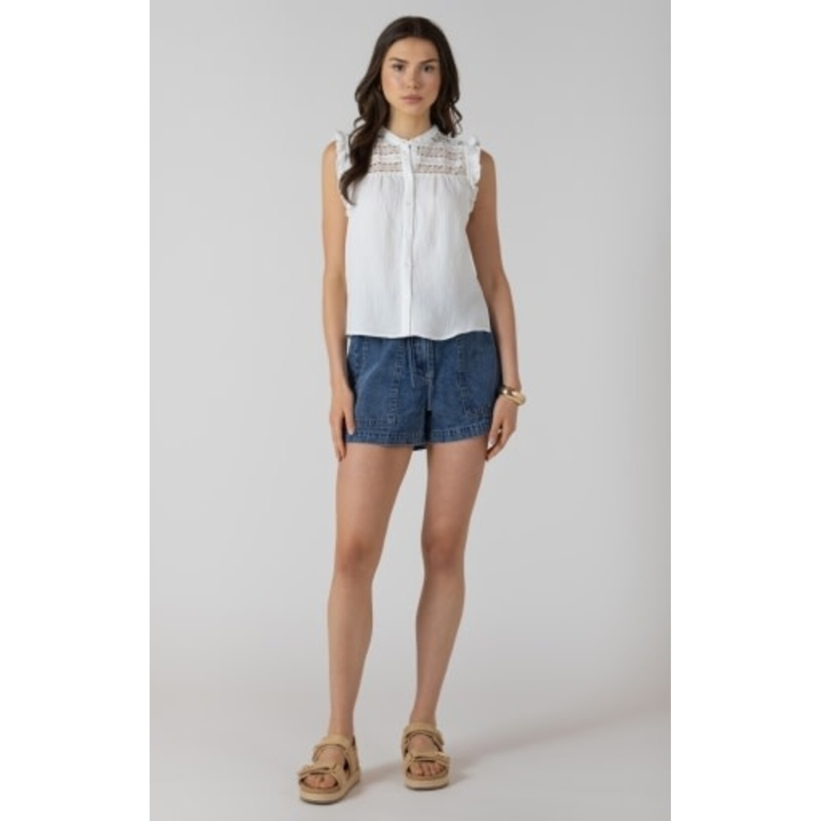 Dex Clothing 2723512 D - Lace Insert Button Front Blouse