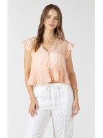 Dex Clothing Lace Trim Soft Peplum Blouse