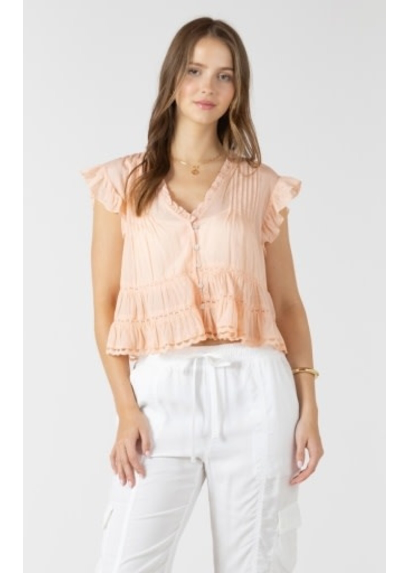 Dex Clothing 2723723 D - Lace Trim Soft Peplum Blouse