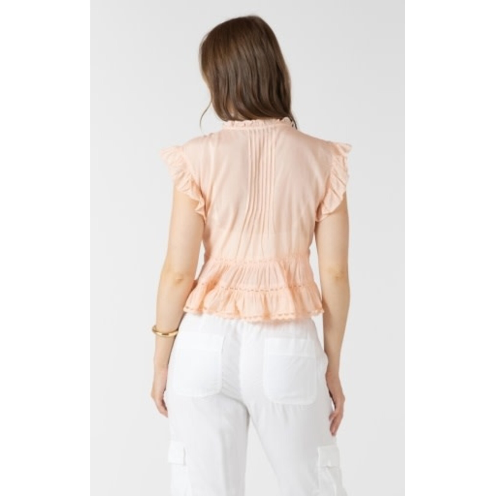 Dex Clothing 2723723 D - Lace Trim Soft Peplum Blouse