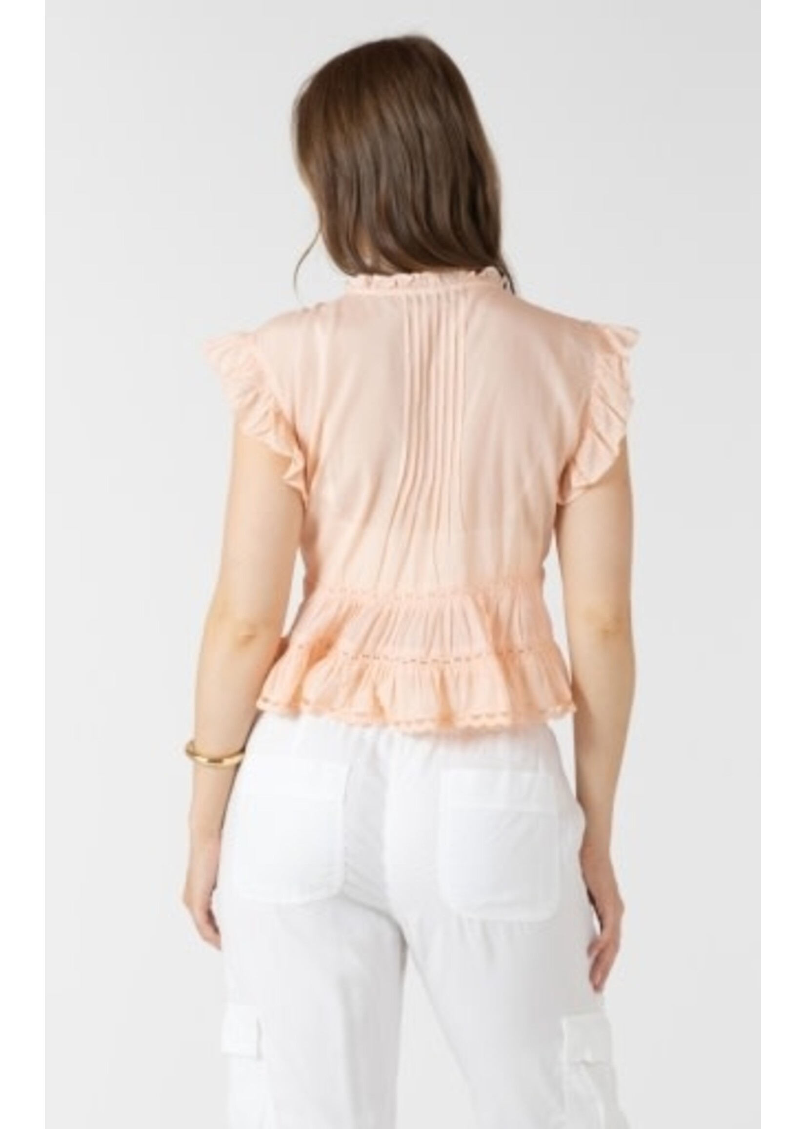 Dex Clothing 2723723 D - Lace Trim Soft Peplum Blouse