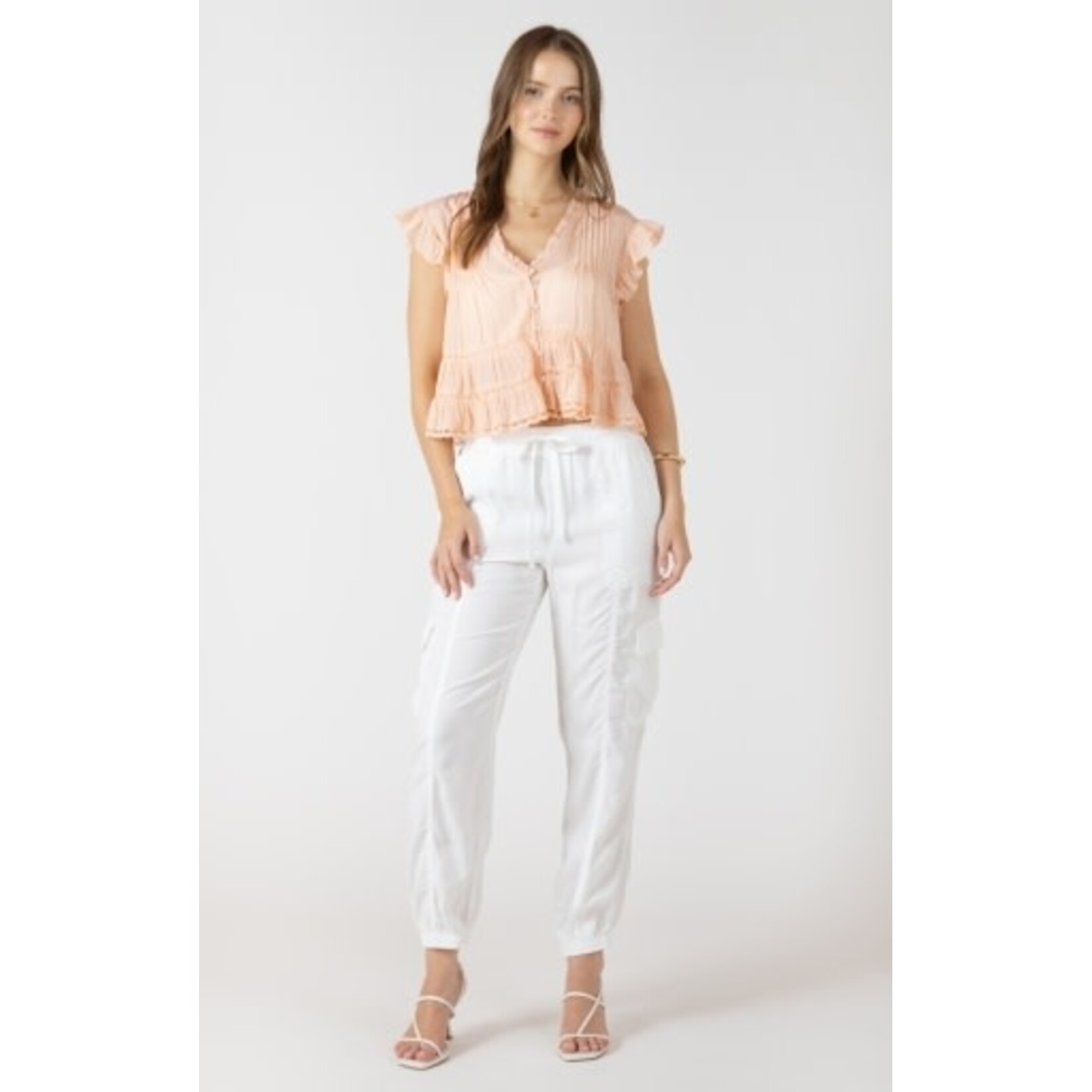 Dex Clothing 2723723 D - Lace Trim Soft Peplum Blouse