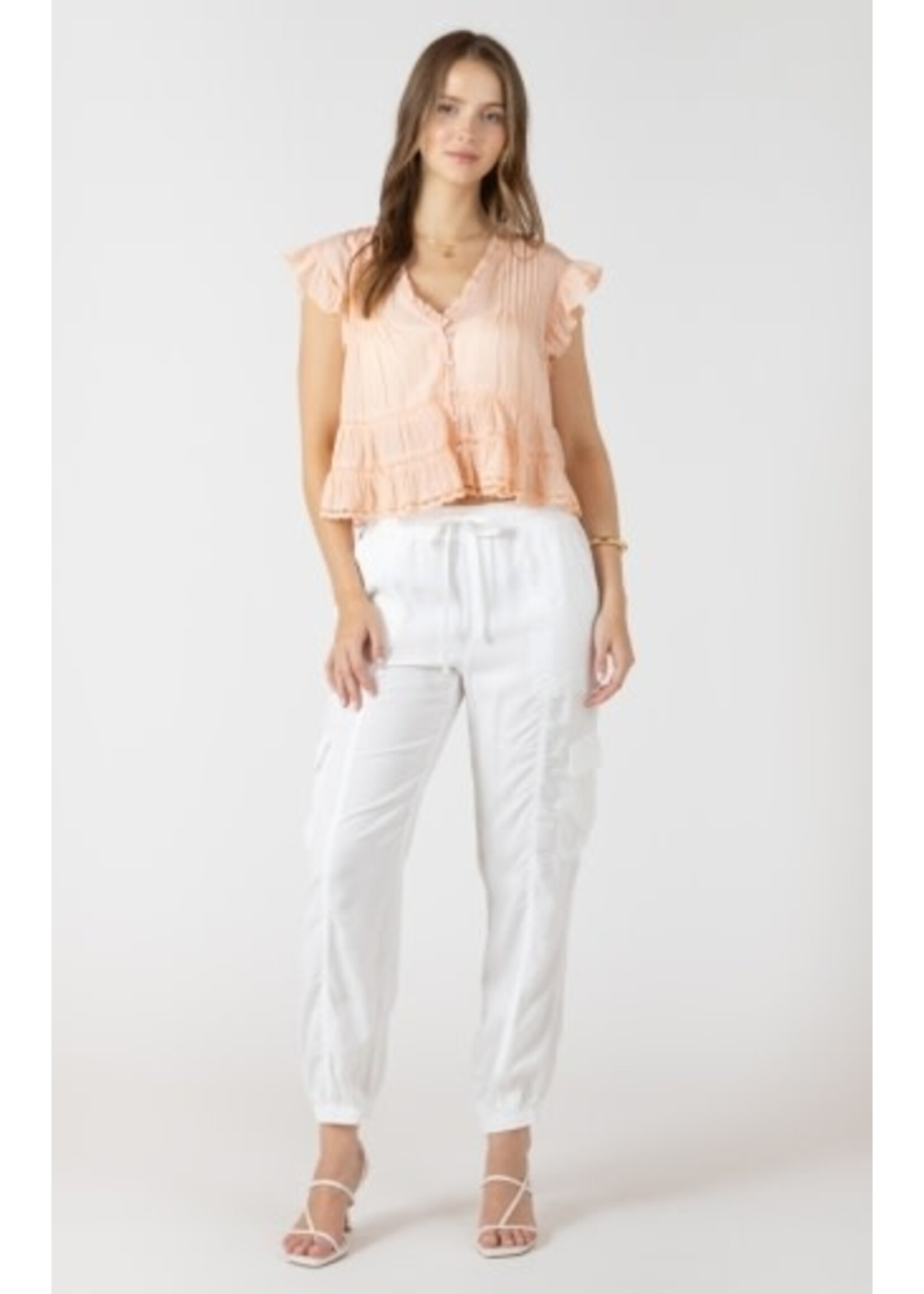 Dex Clothing 2723723 D - Lace Trim Soft Peplum Blouse