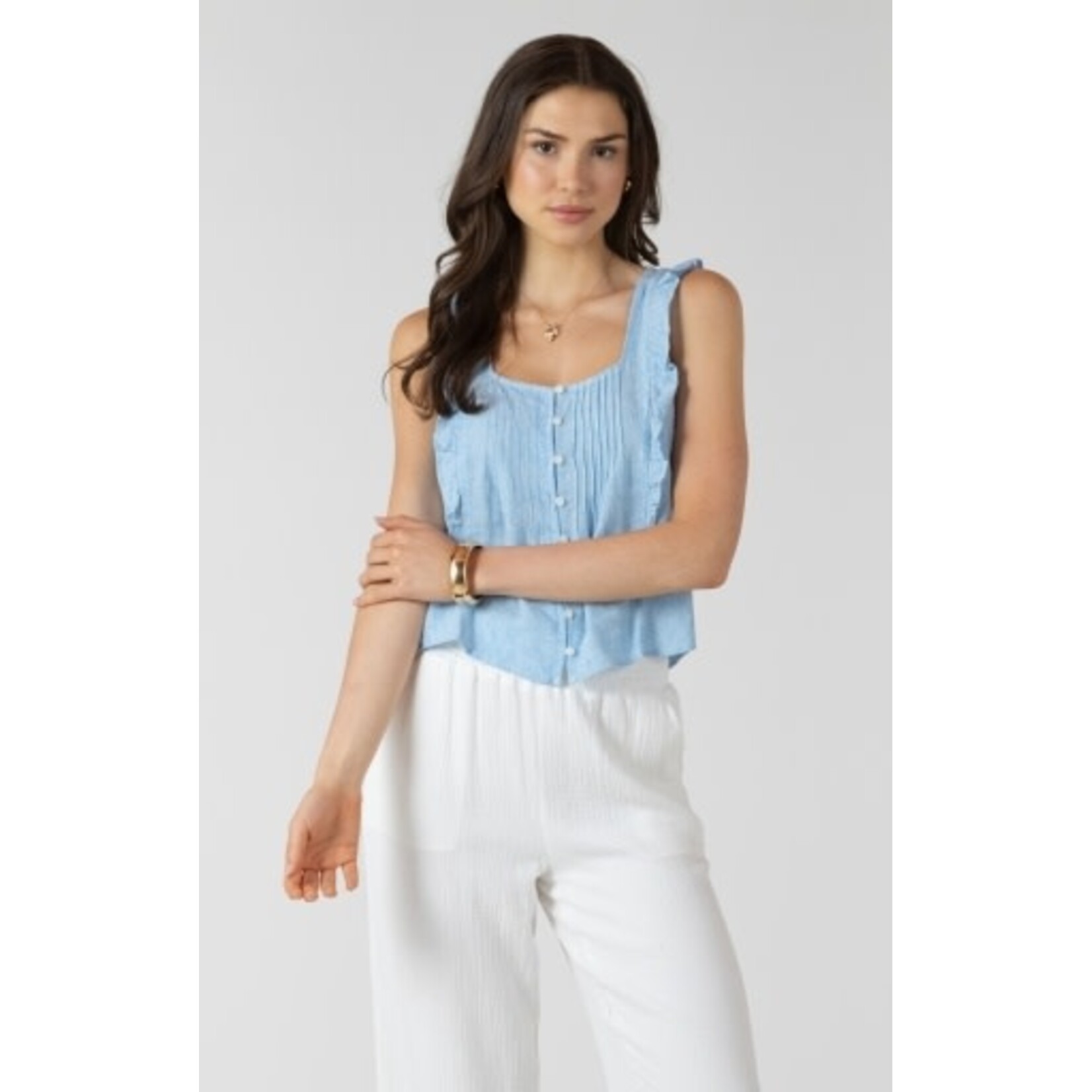 Dex Clothing 2723726 D - Pintuck Ruffle Detail Tank