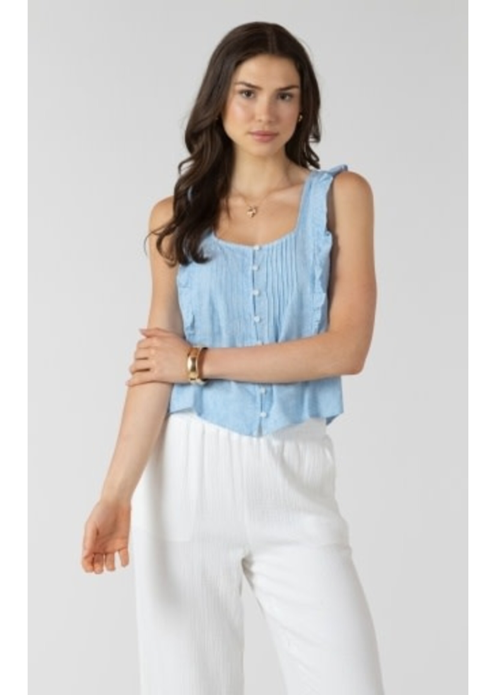 Dex Clothing 2723726 D - Pintuck Ruffle Detail Tank