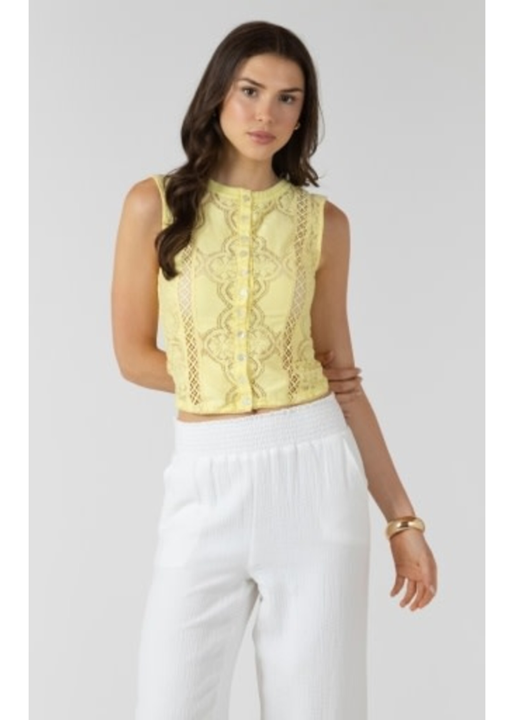 Dex Clothing 2724201 D - Lace Cutout Button Front Tank