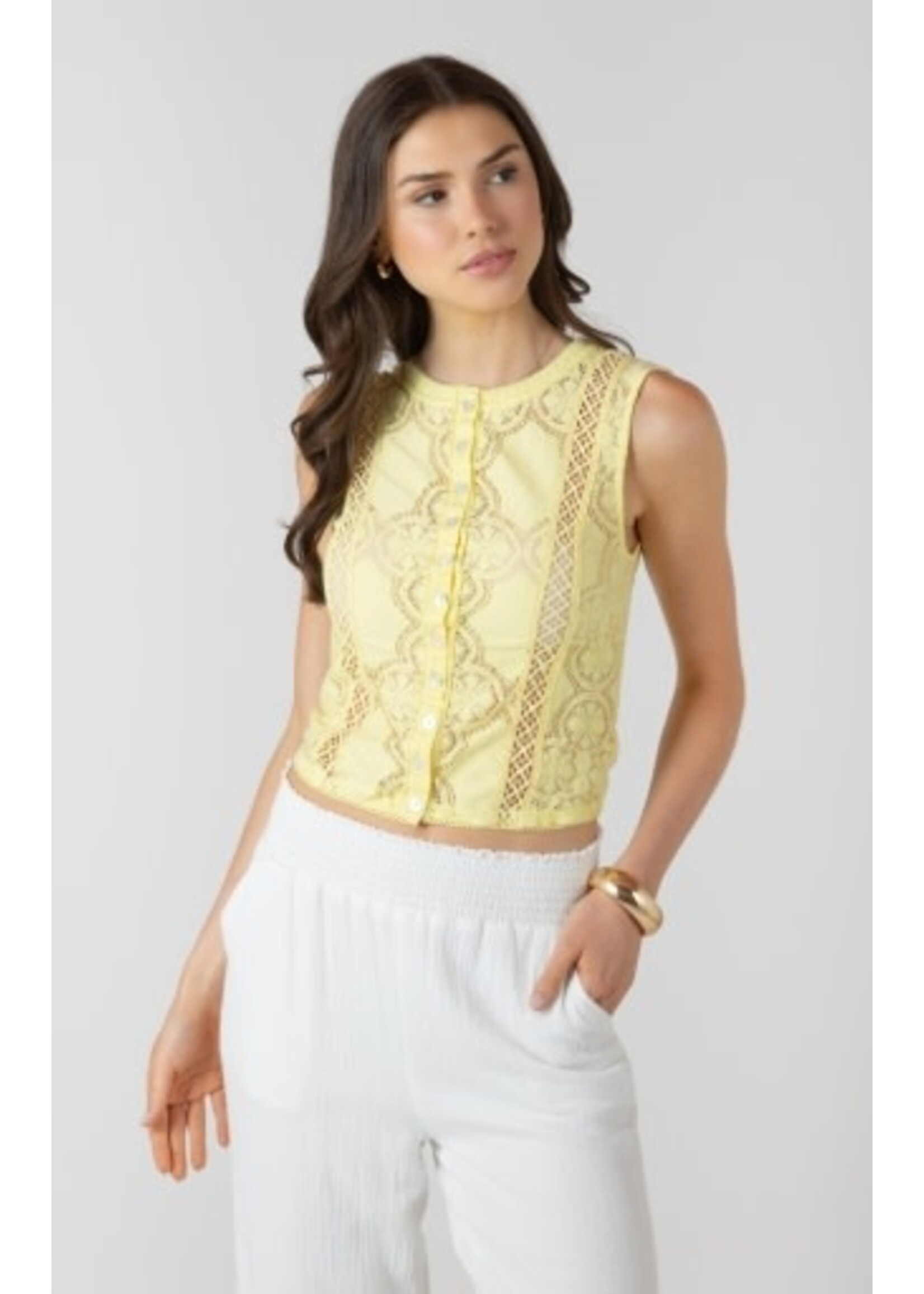 Dex Clothing 2724201 D - Lace Cutout Button Front Tank